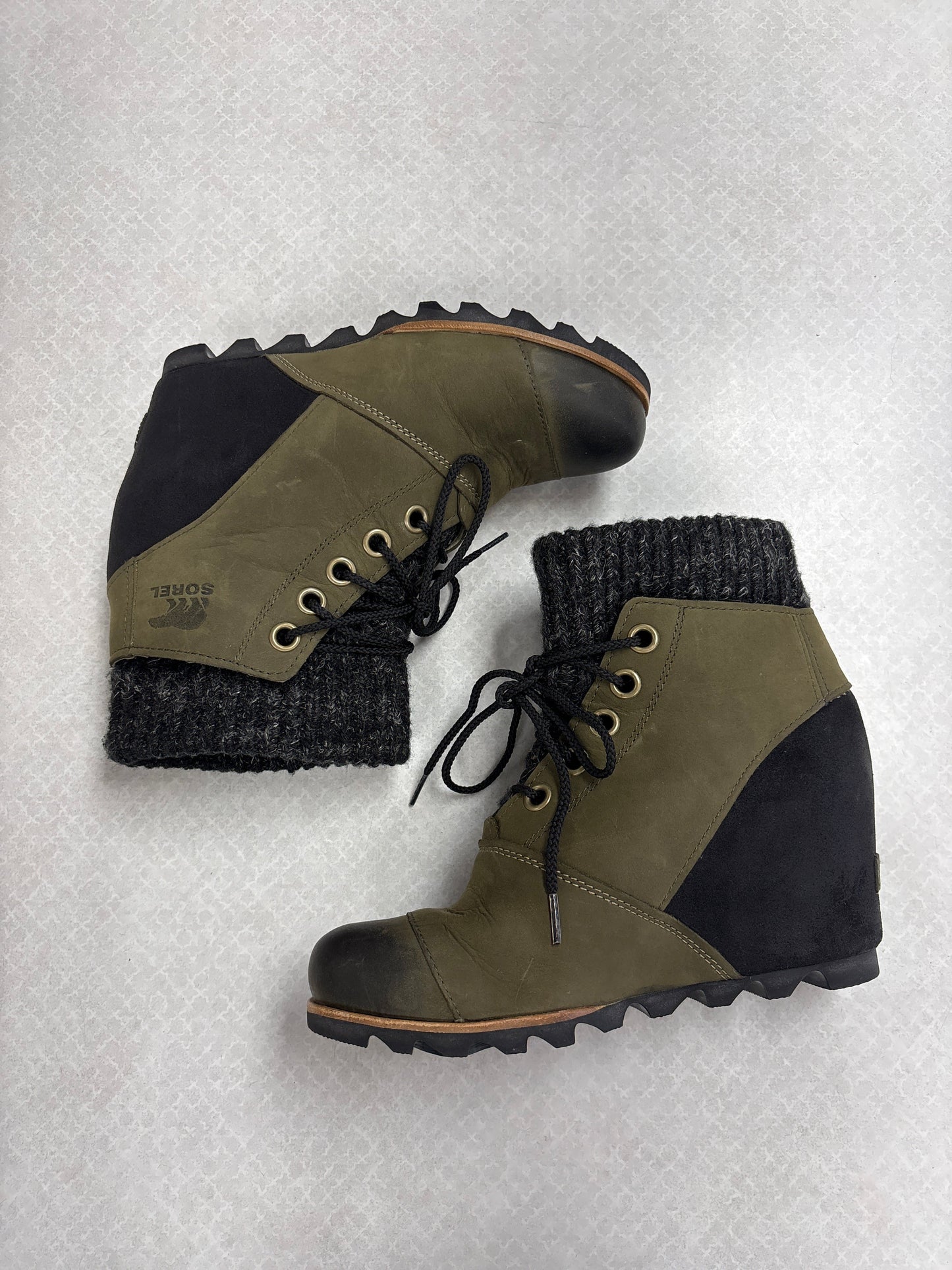 Boots Ankle Flats By Sorel In Green, Size:8