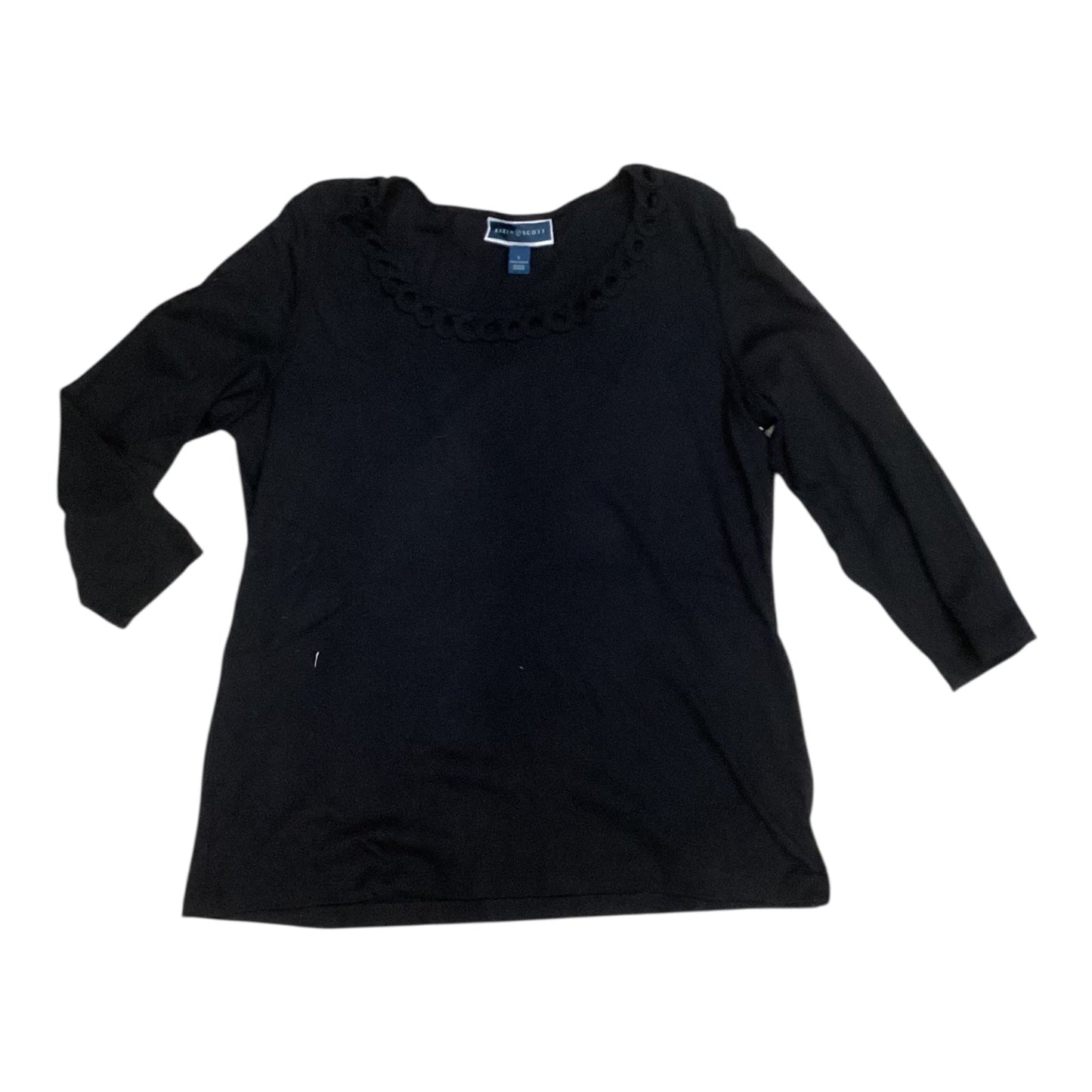 Top 3/4 Sleeve By Karen Scott In Black, Size:L