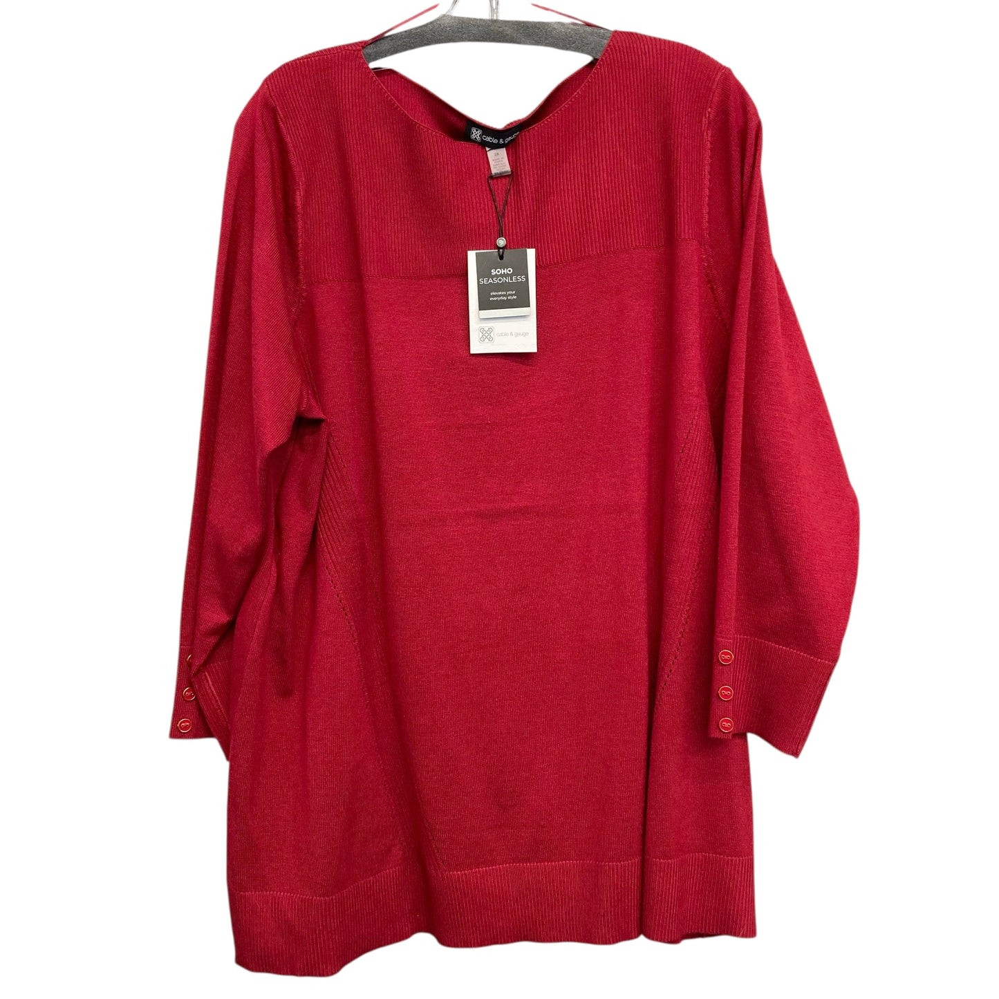 Sweater By Cable And Gauge In Red, Size:2X