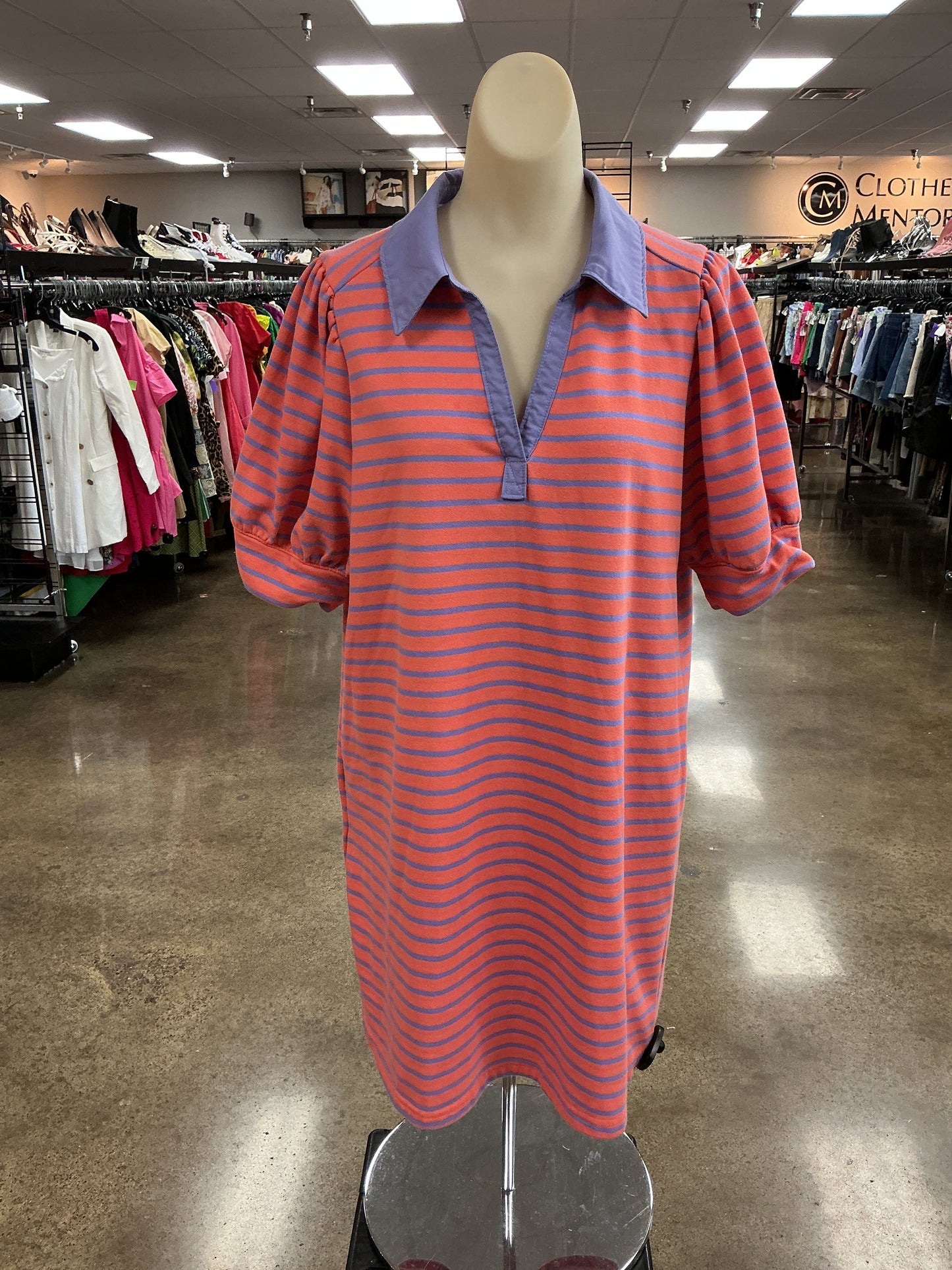 Dress Casual Short By Entro In Blue & Orange, Size:L