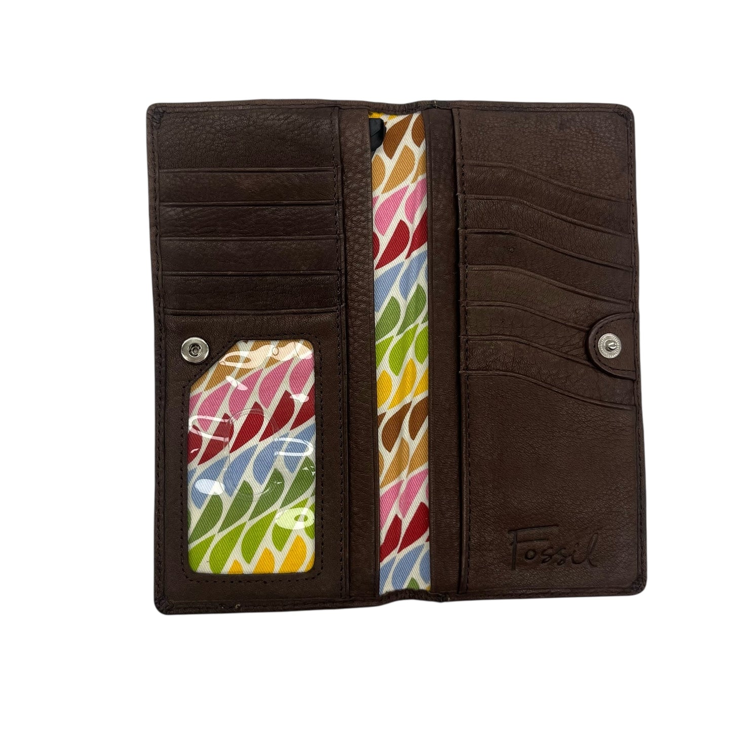Wallet Leather By Fossil In Brown, Size:Large