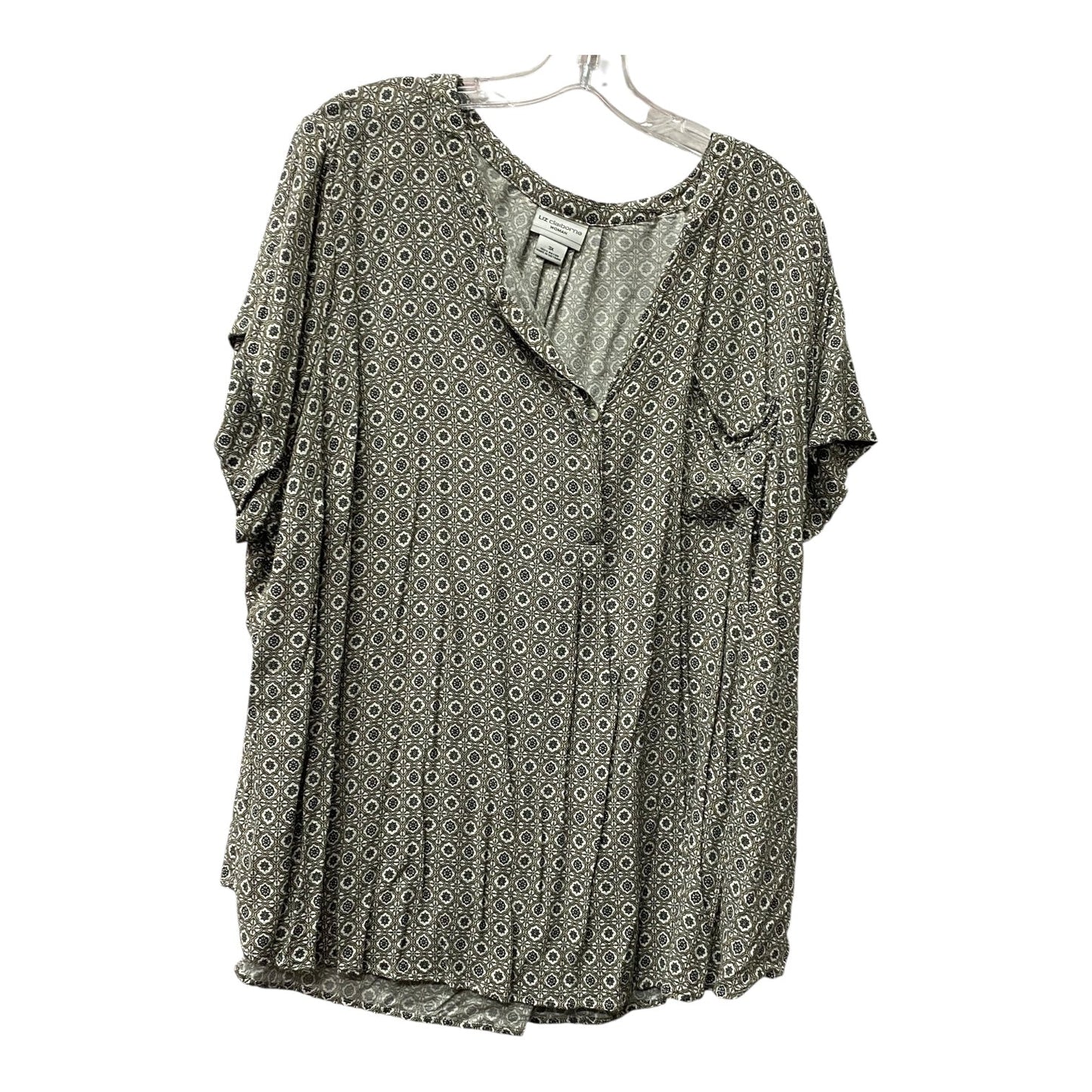Top Ss By Liz Claiborne In Brown & Grey, Size:3X