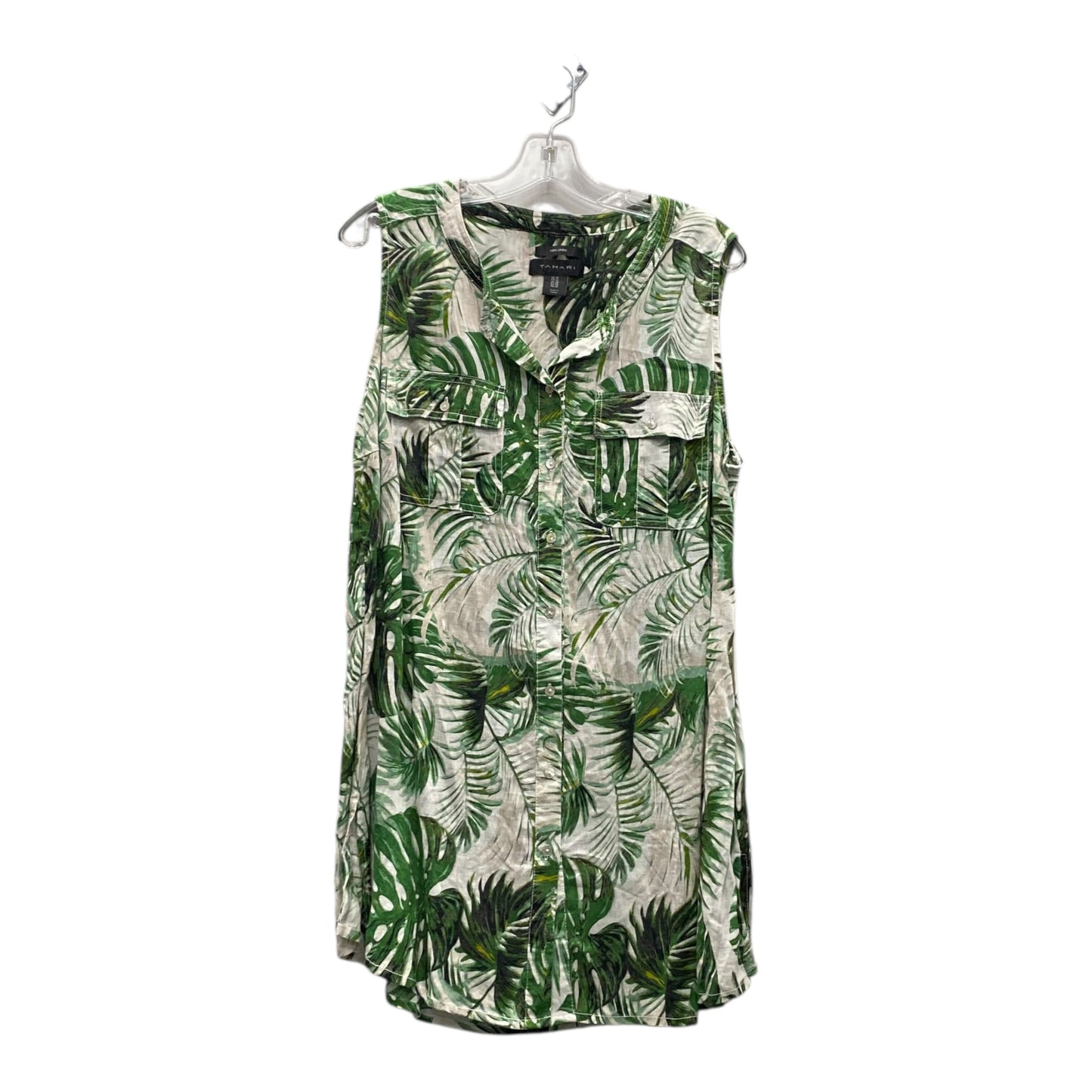 Top Sleeveless By Tahari In Green, Size:1X