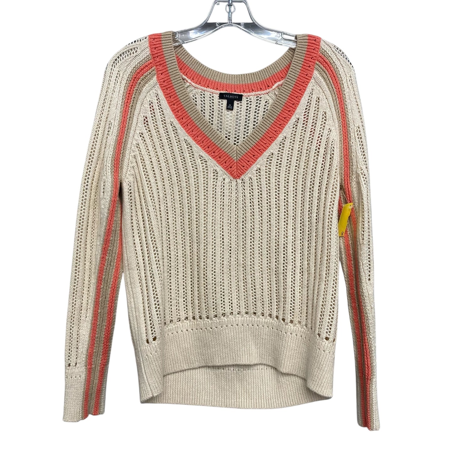 Sweater By Talbots In Cream & Coral, Size:Xs