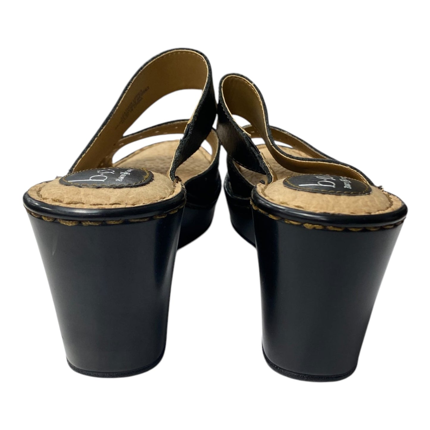 Sandals Heels Wedge By Boc In Black & Brown, Size:8