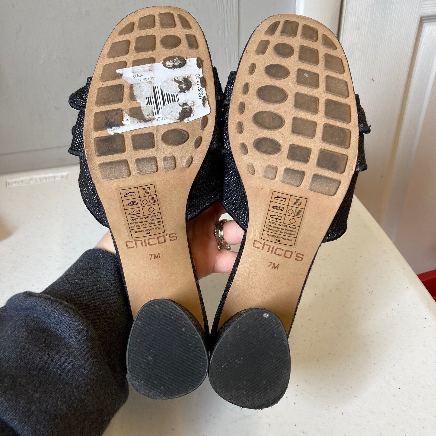 Sandals Heels Block By Chicos In Black, Size:7