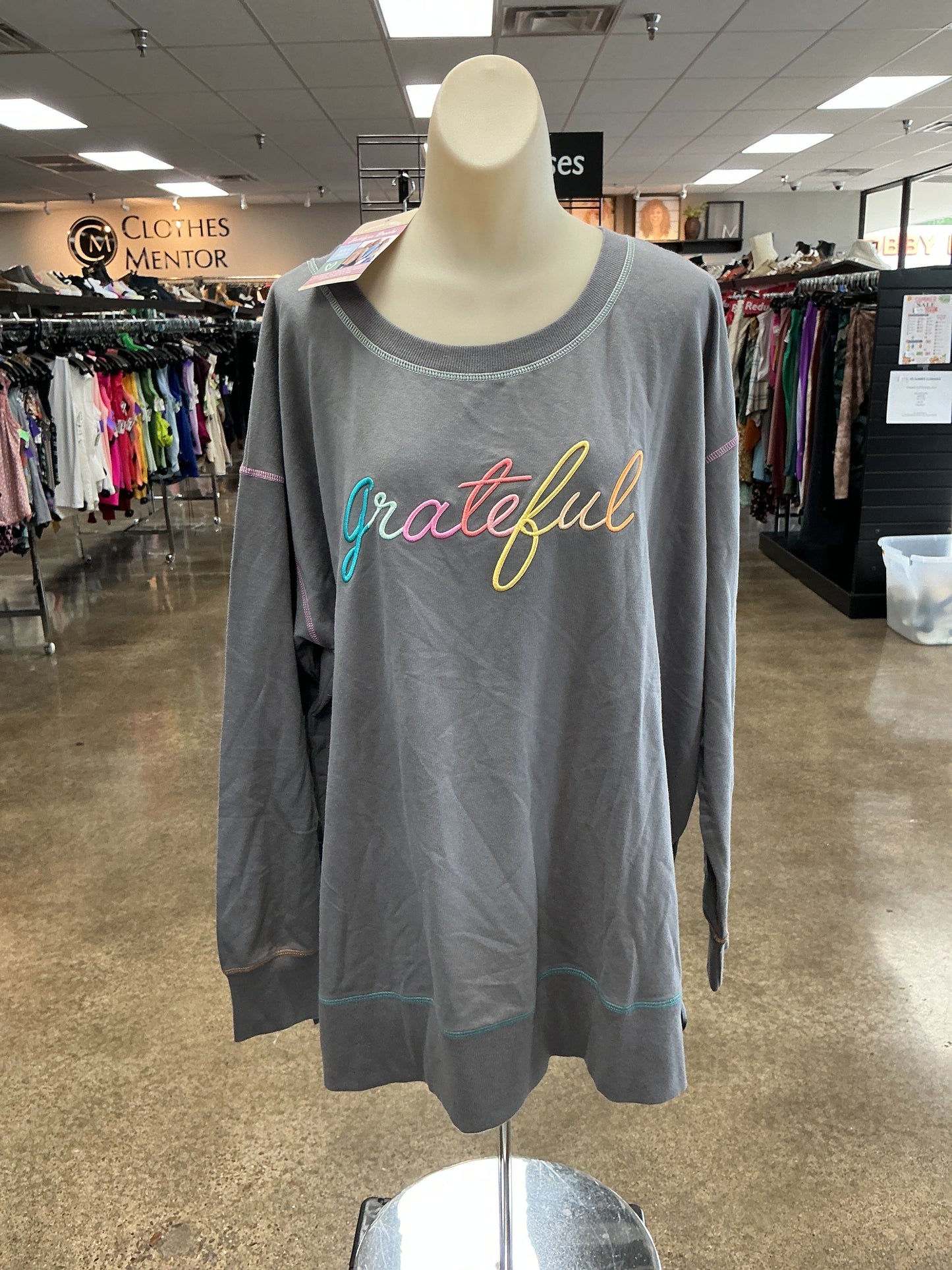 Top Ls By Clothes Mentor In Grey, Size:Xl