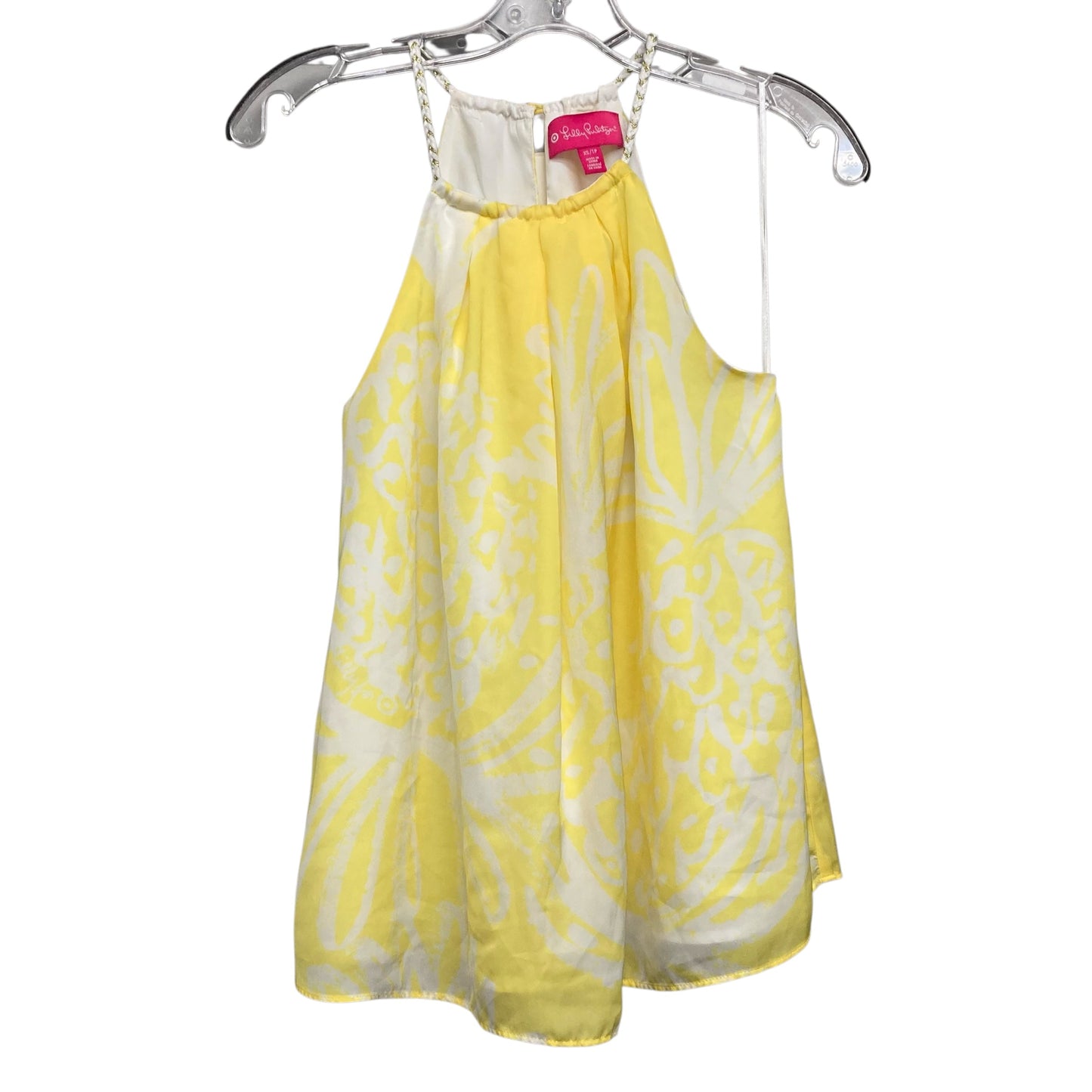 Top Sleeveless Designer By Lilly Pulitzer x Target In White & Yellow, Size:Xs