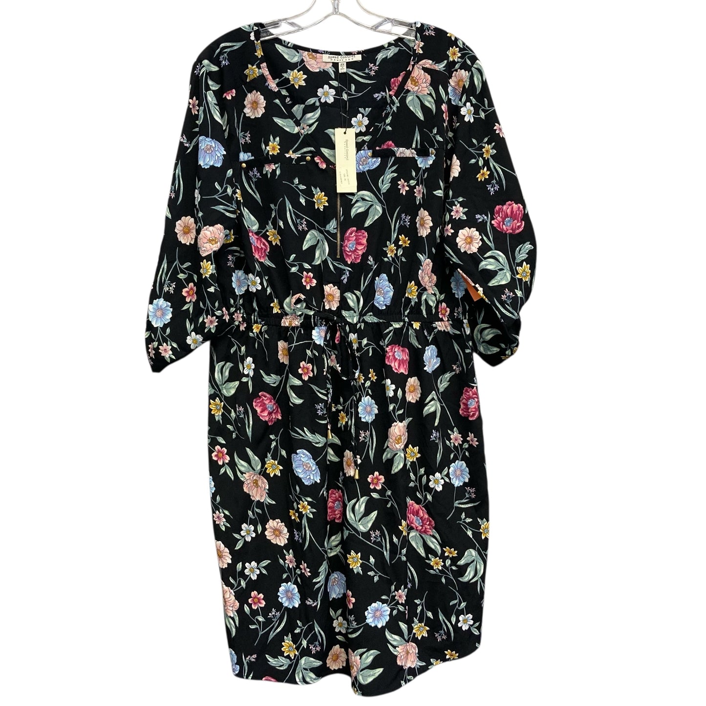 Dress Casual Short By Speed Control In Floral Print, Size:2X