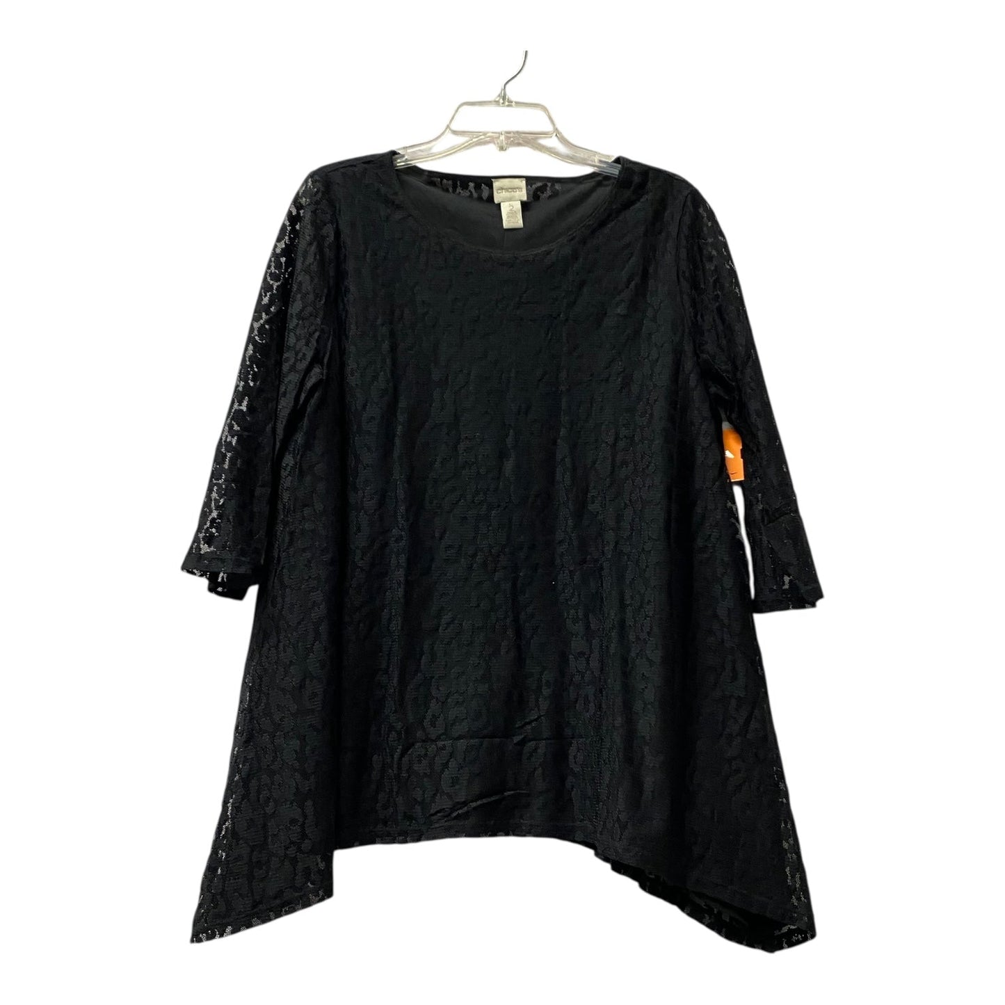 Top 3/4 Sleeve By Chicos In Black, Size:L