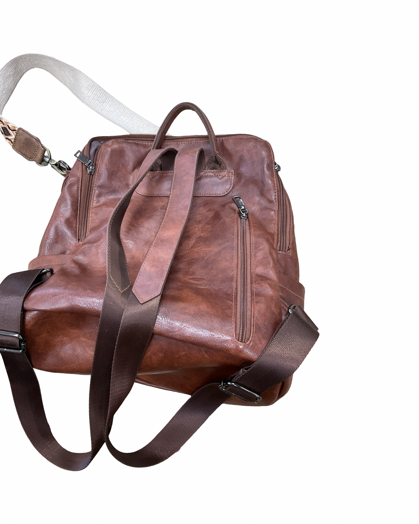 Backpack Leather By Clothes Mentor In Brown, Size:Large