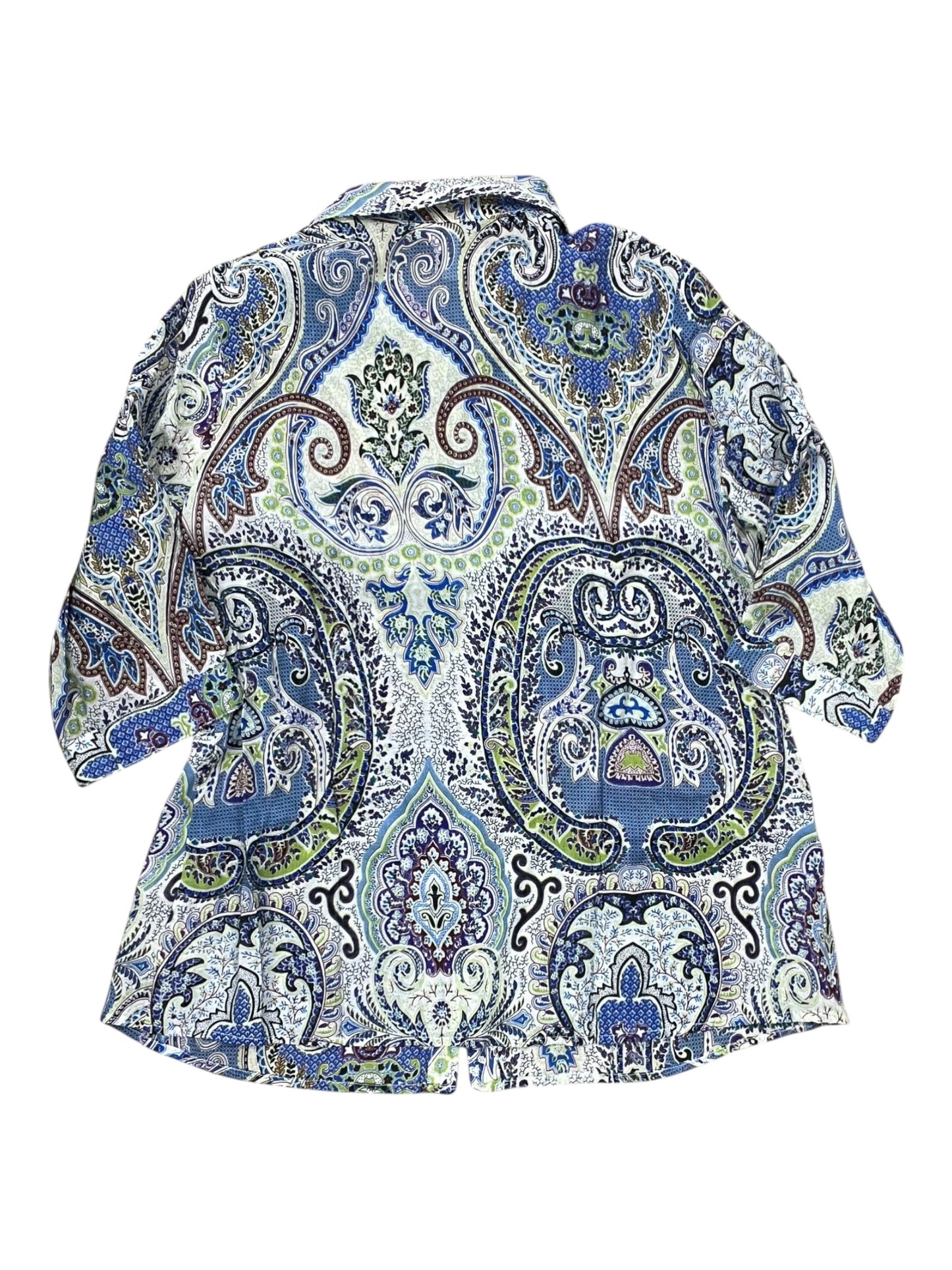 Blouse Ss By Ethyl In Blue & Green, Size:L