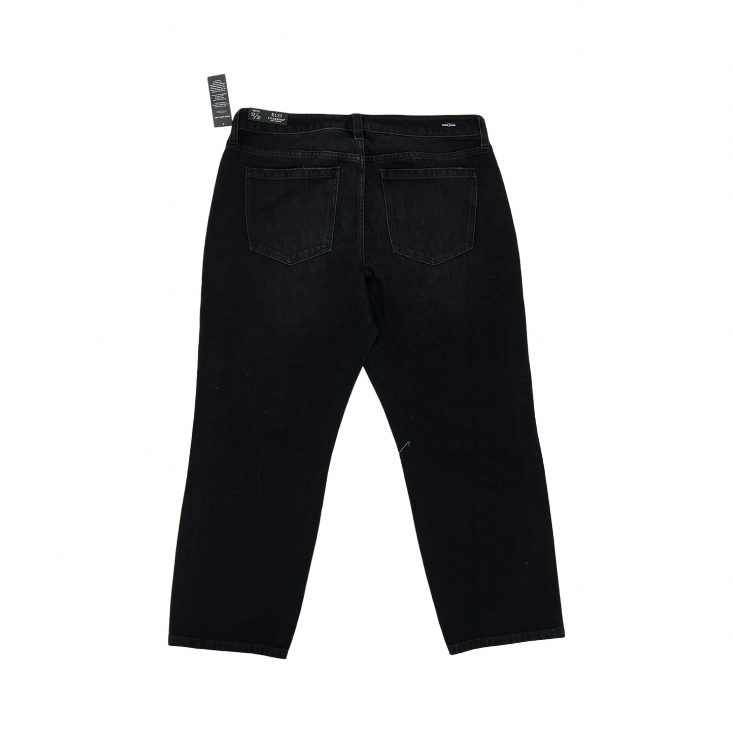 Jeans Straight By Liverpool In Black Denim, Size:12P