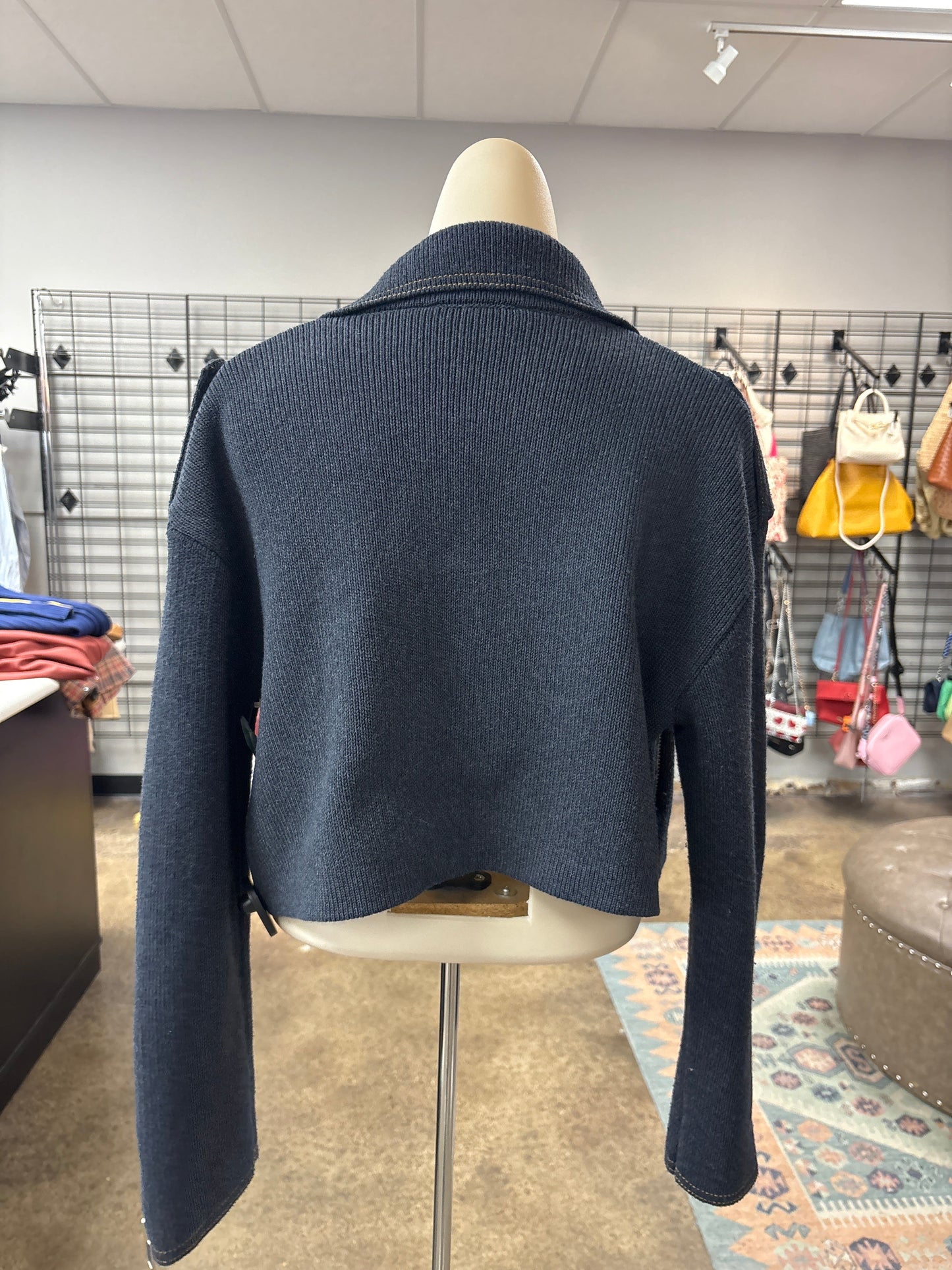 Jacket Moto By Zara In Blue, Size:S