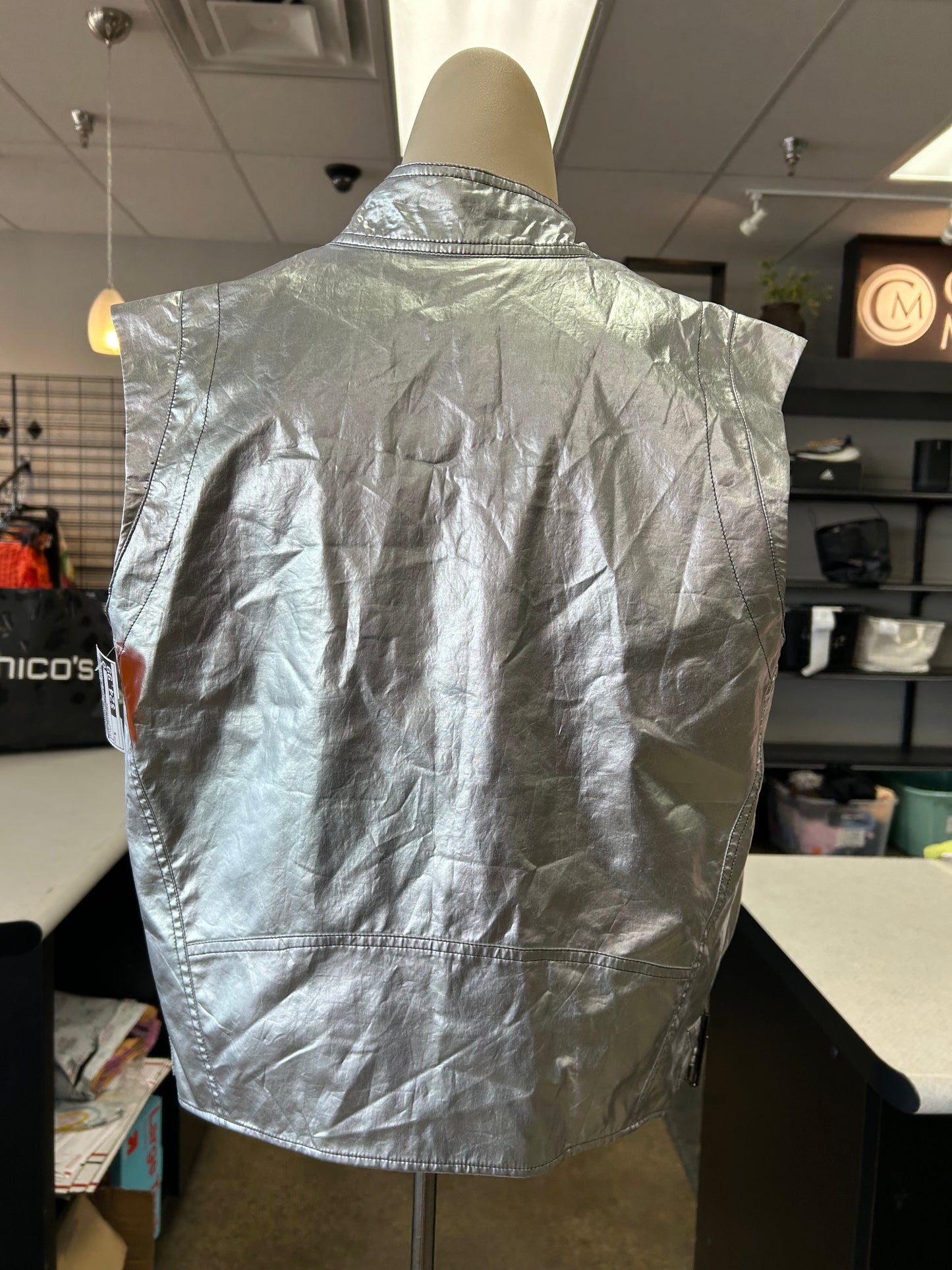 Vest Designer By Rebecca Minkoff In Silver, Size:S