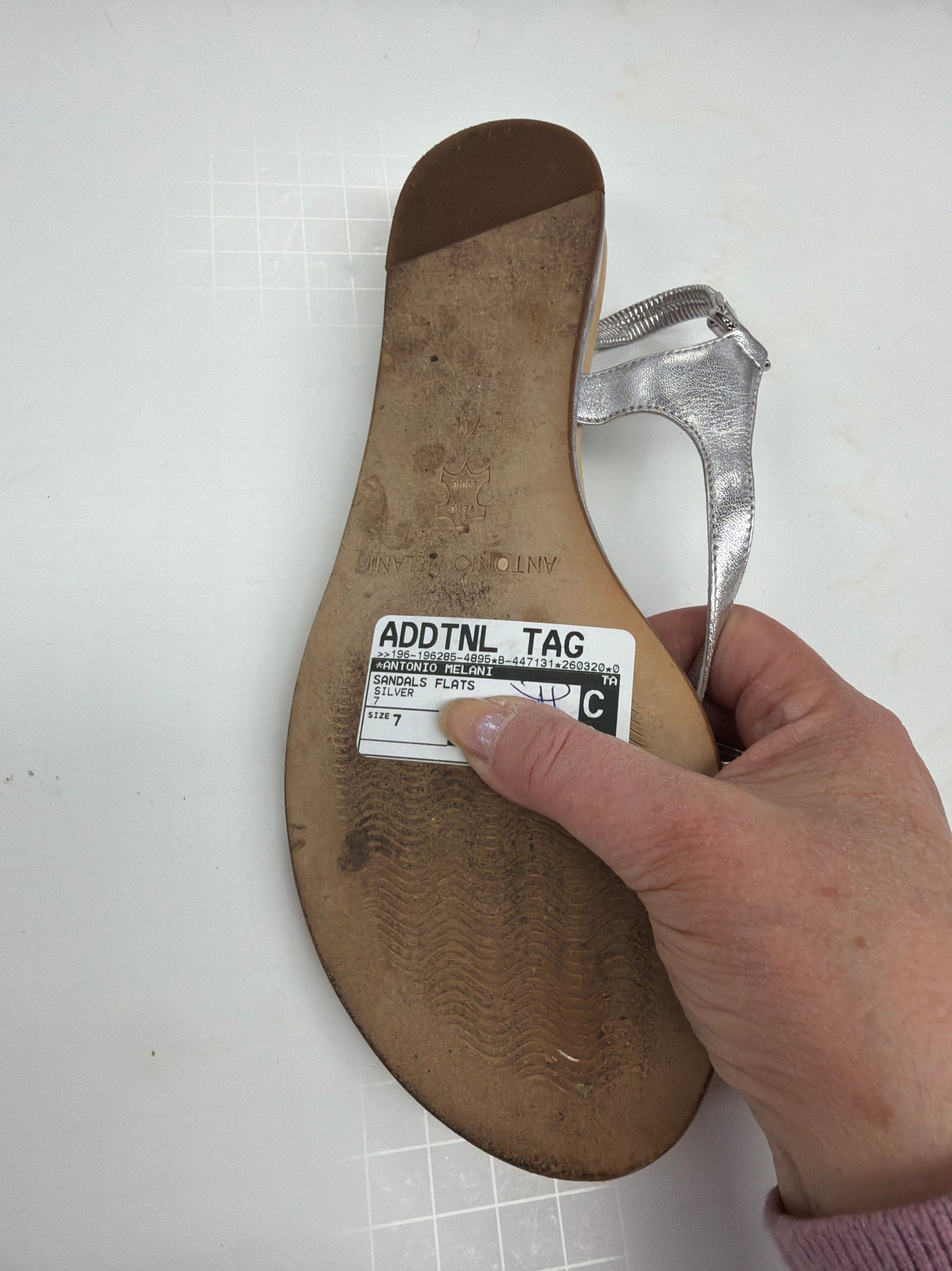 Sandals Flats By Antonio Melani In Silver, Size:7