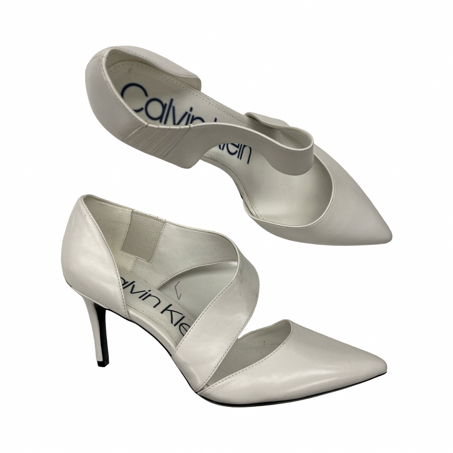 Shoes Heels Stiletto By Calvin Klein In White, Size:9.5