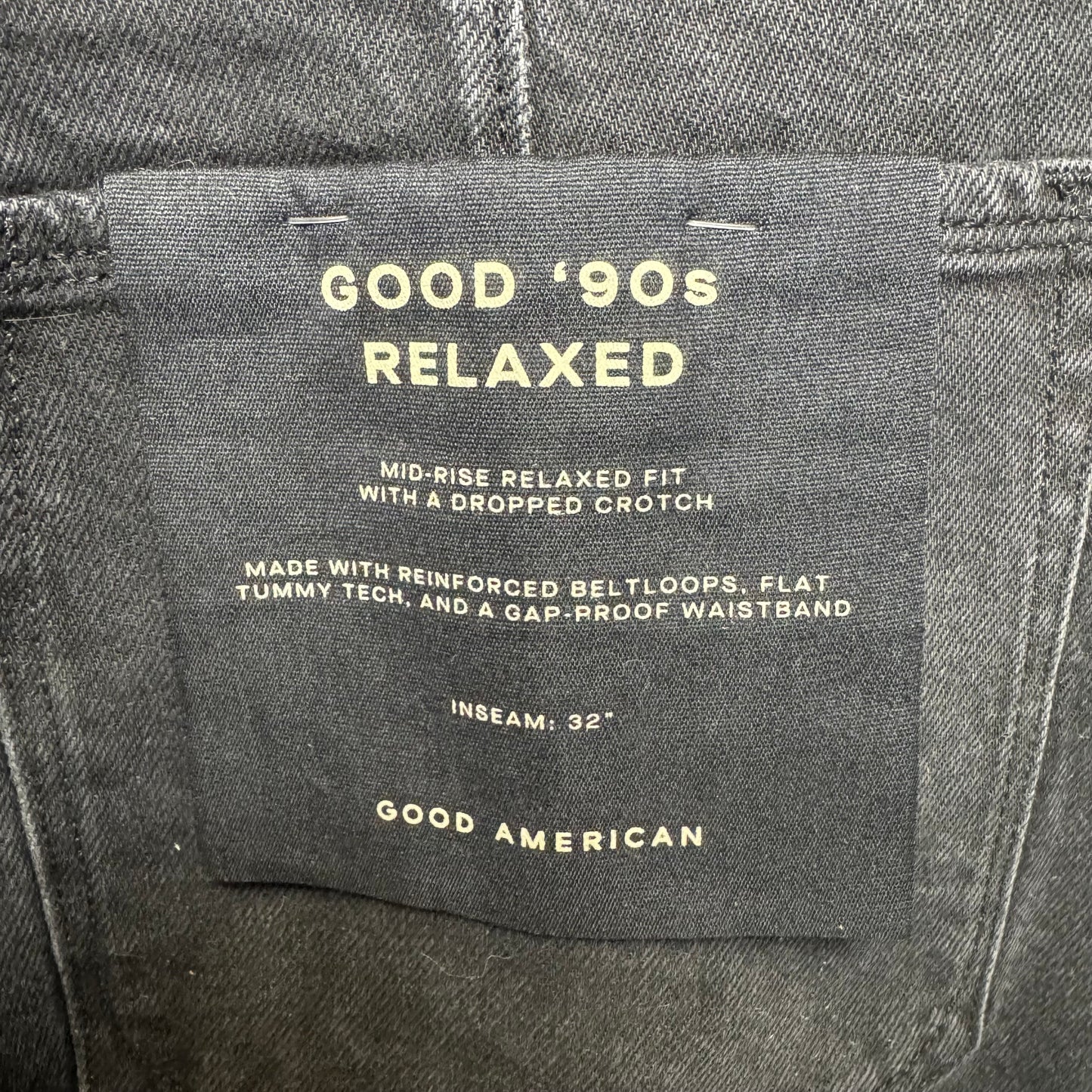 Good 90’s Relaxed Mid-Rise Relaxed Fit Dropped Crotch Jeans By Good American In Black, Size: 12/31