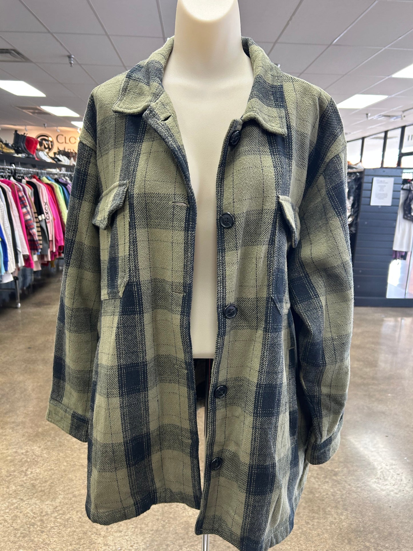 Jacket Shirt By Lucky Brand In Green, Size:L