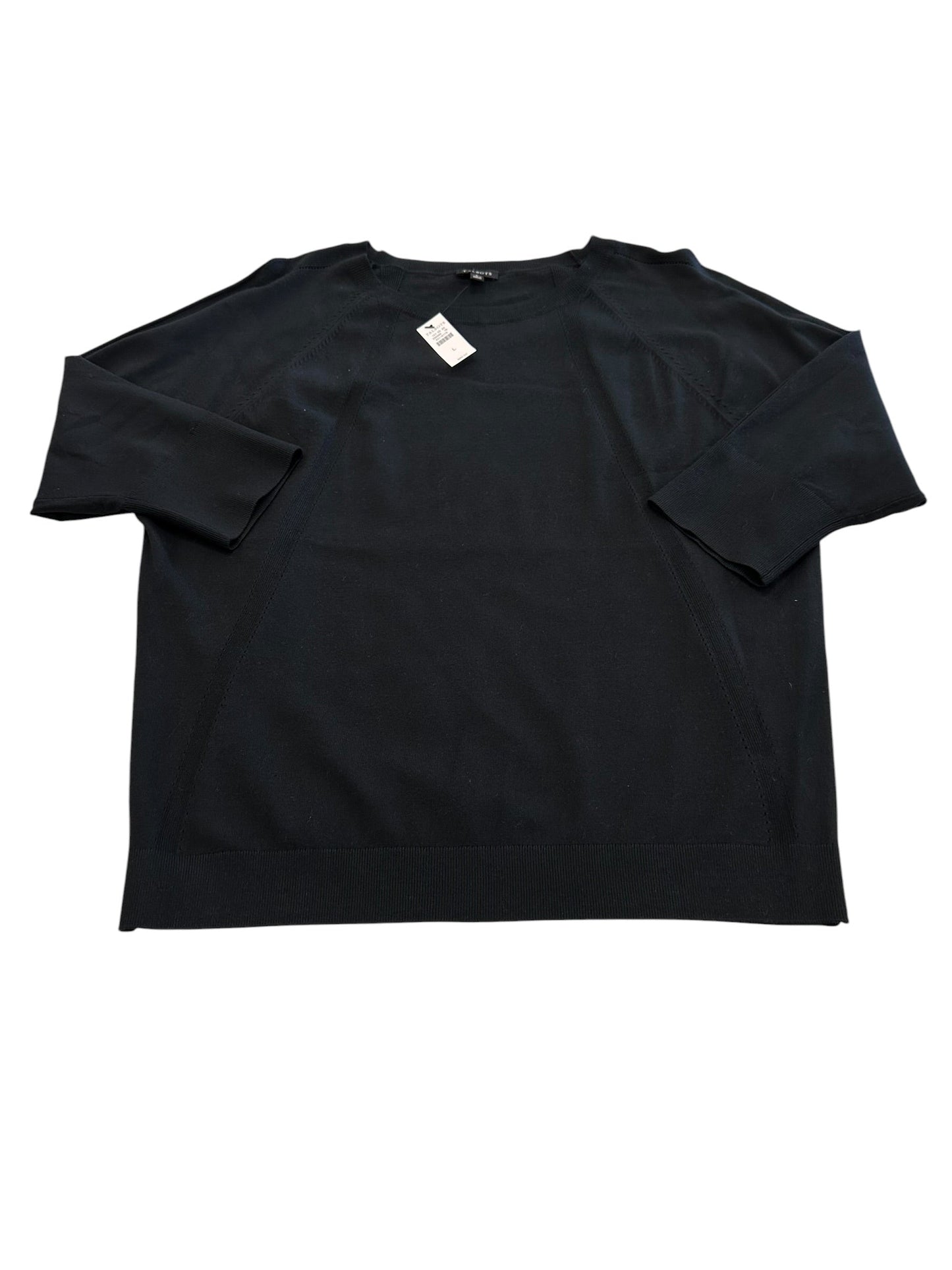 Top 3/4 Sleeve By Talbots In Black, Size:L