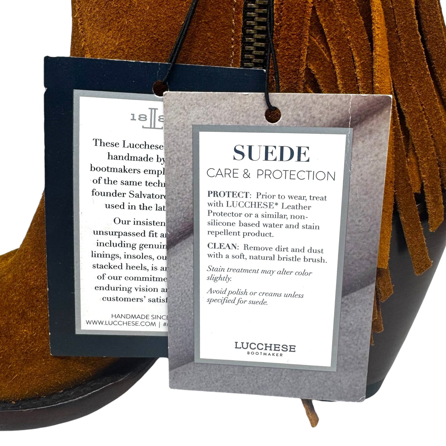 Maypop Fringe Suede Boots Western By Lucchese In Tan, Size: 7.5