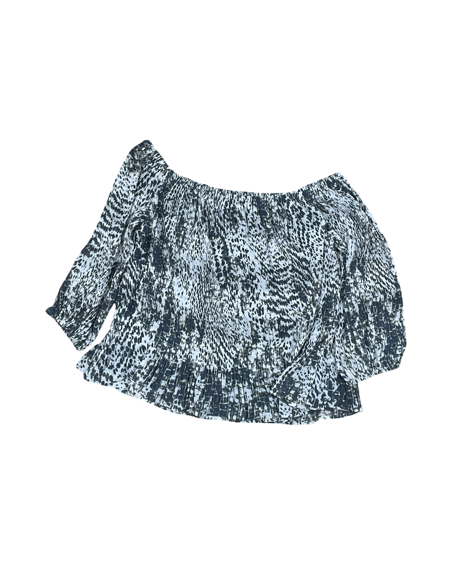 Top 3/4 Sleeve By Express In Cream & Grey, Size:M