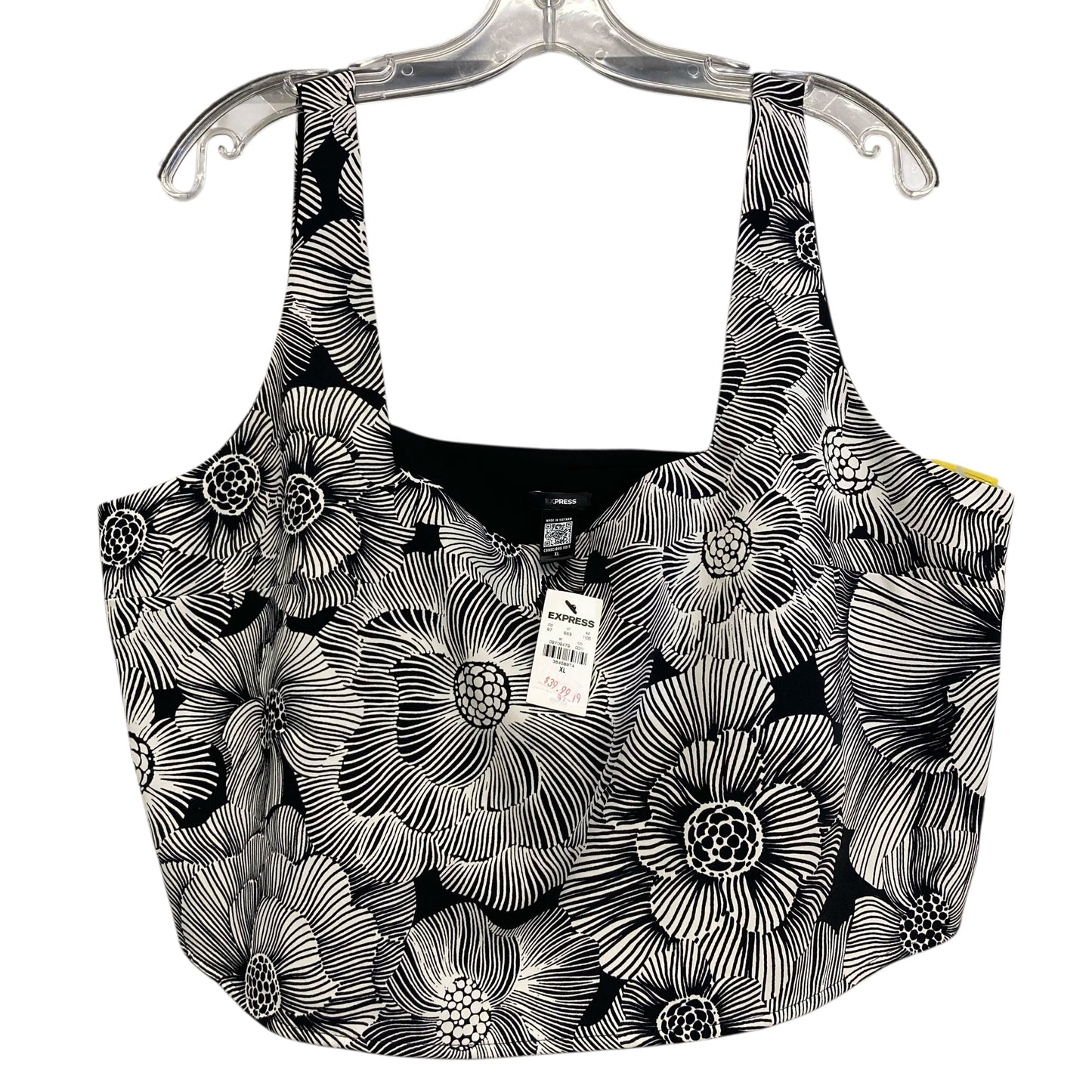 Top Sleeveless By Express In Black & White, Size:Xl