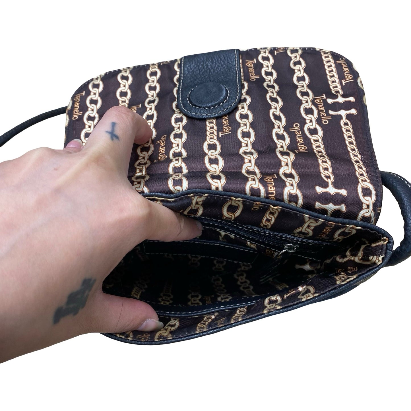 Handbag Leather By Tignanello Purses In Black, Size:Small