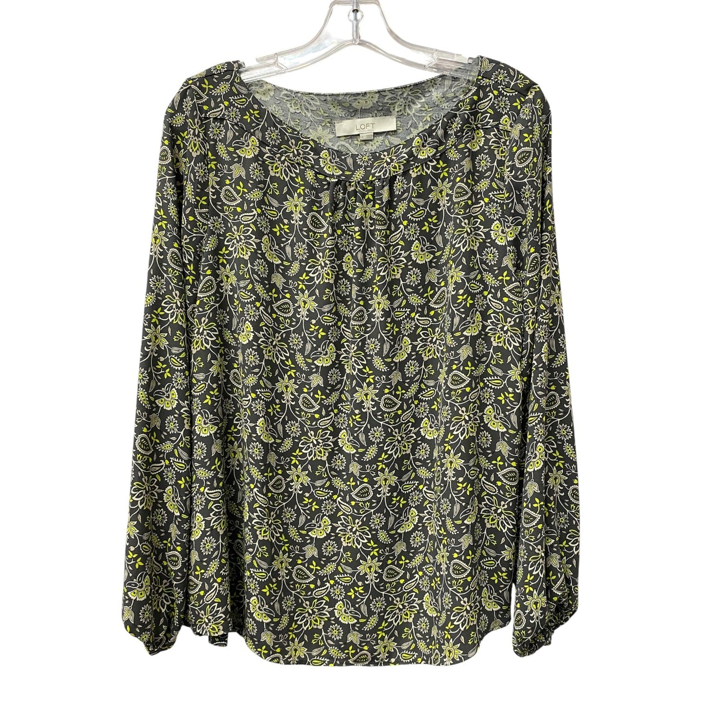 Top Ls By Loft In Grey & Yellow, Size:L