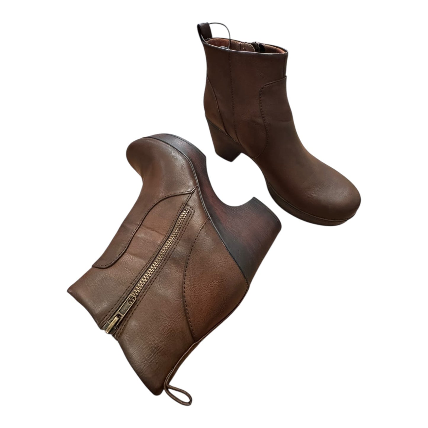 Boots Ankle Heels By Boc In Brown, Size:9.5