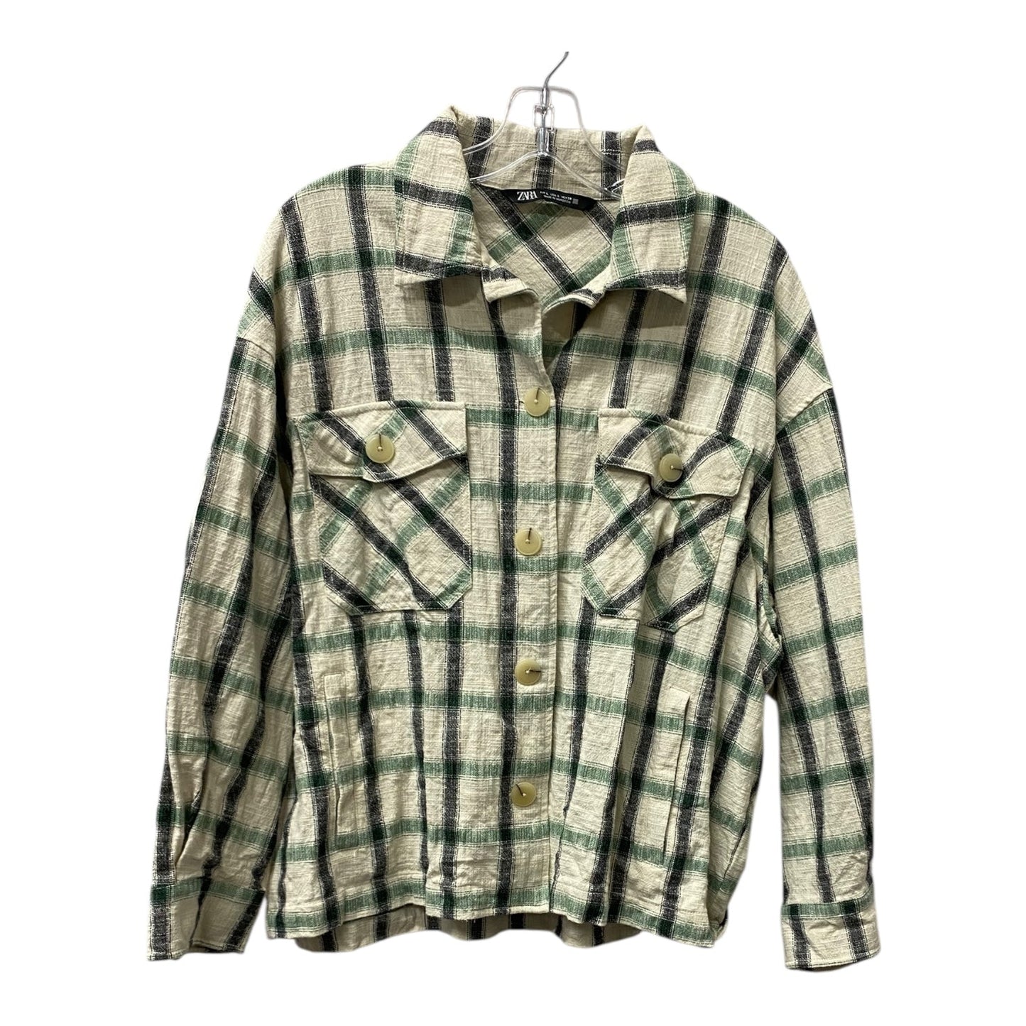 Blouse Ls By Zara In Green, Size:L