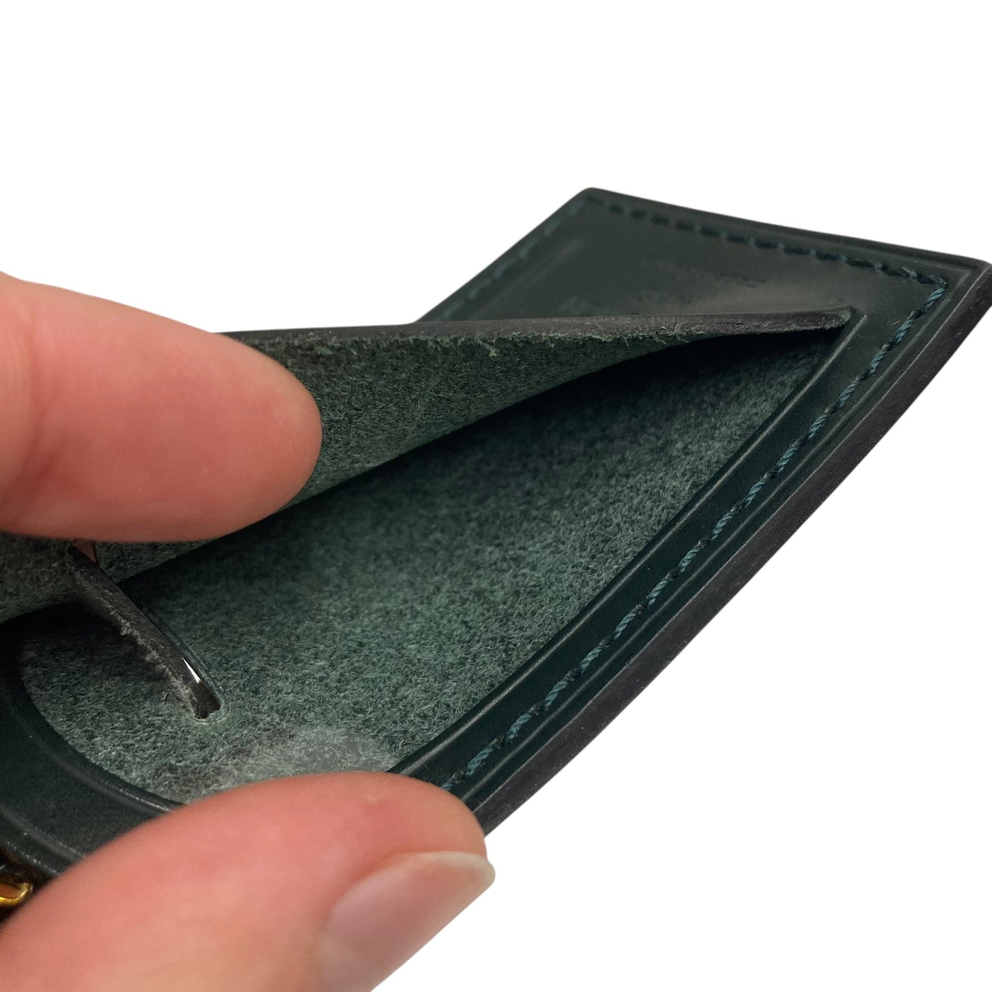 Luxury Designer Luggage Tag By Louis Vuitton In Dark Emerald