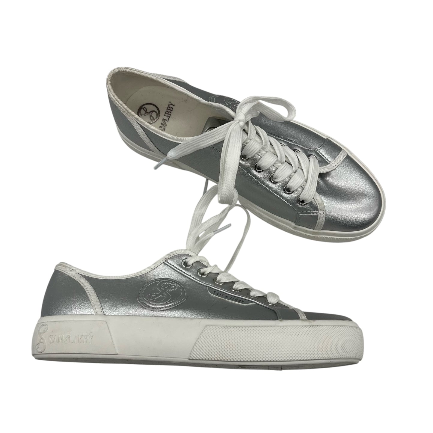 Shoes Sneakers By Sam And Libby In Silver, Size:8.5