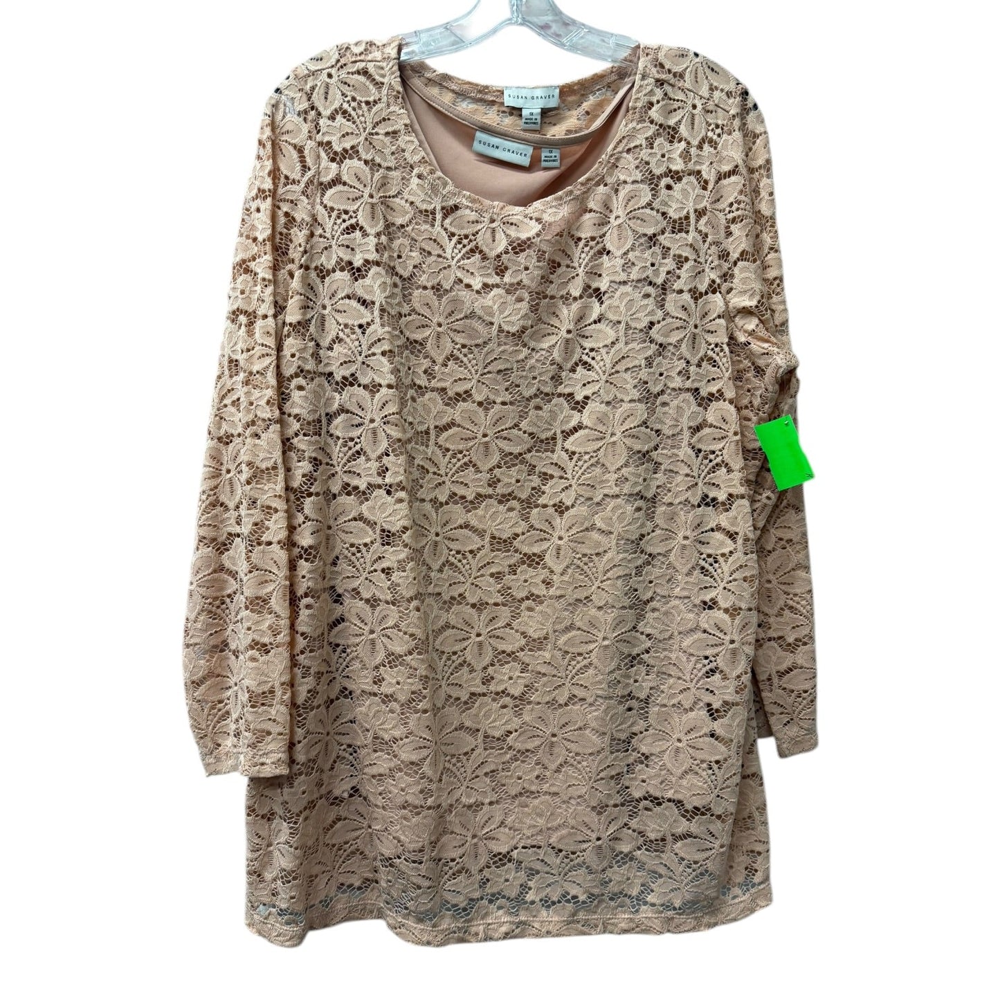 Top Ls By Susan Graver In Peach, Size:1X