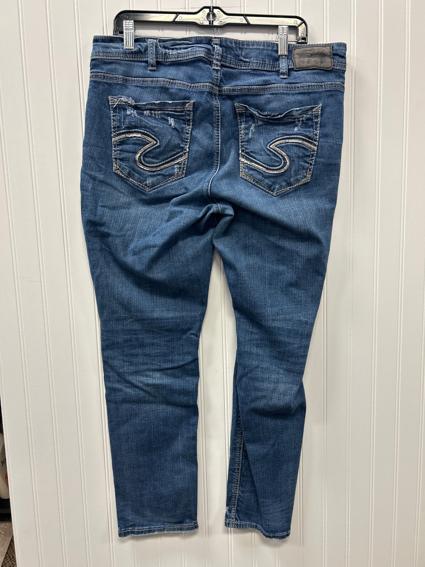 Jeans Straight By Silver In Blue Denim, Size:16