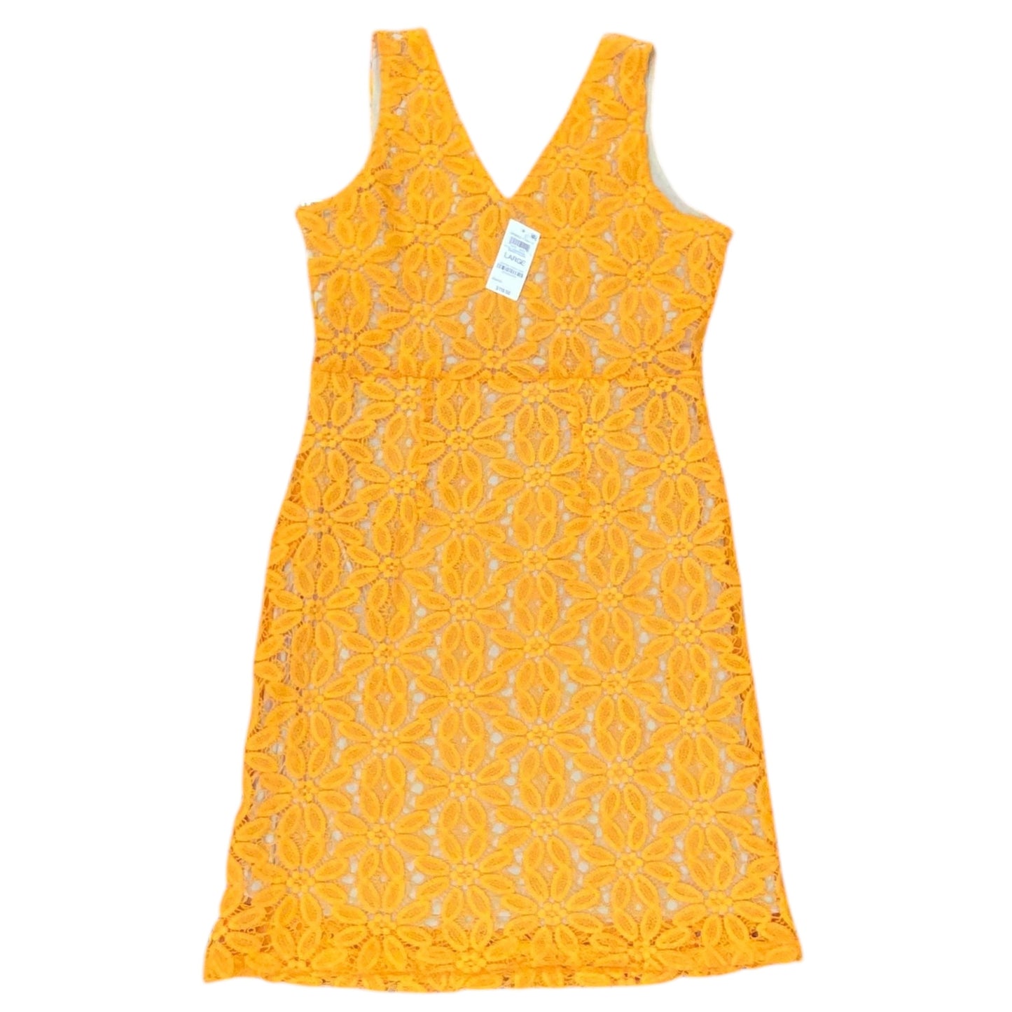 Dress Party Midi By Inc In Gold & Tan, Size:L