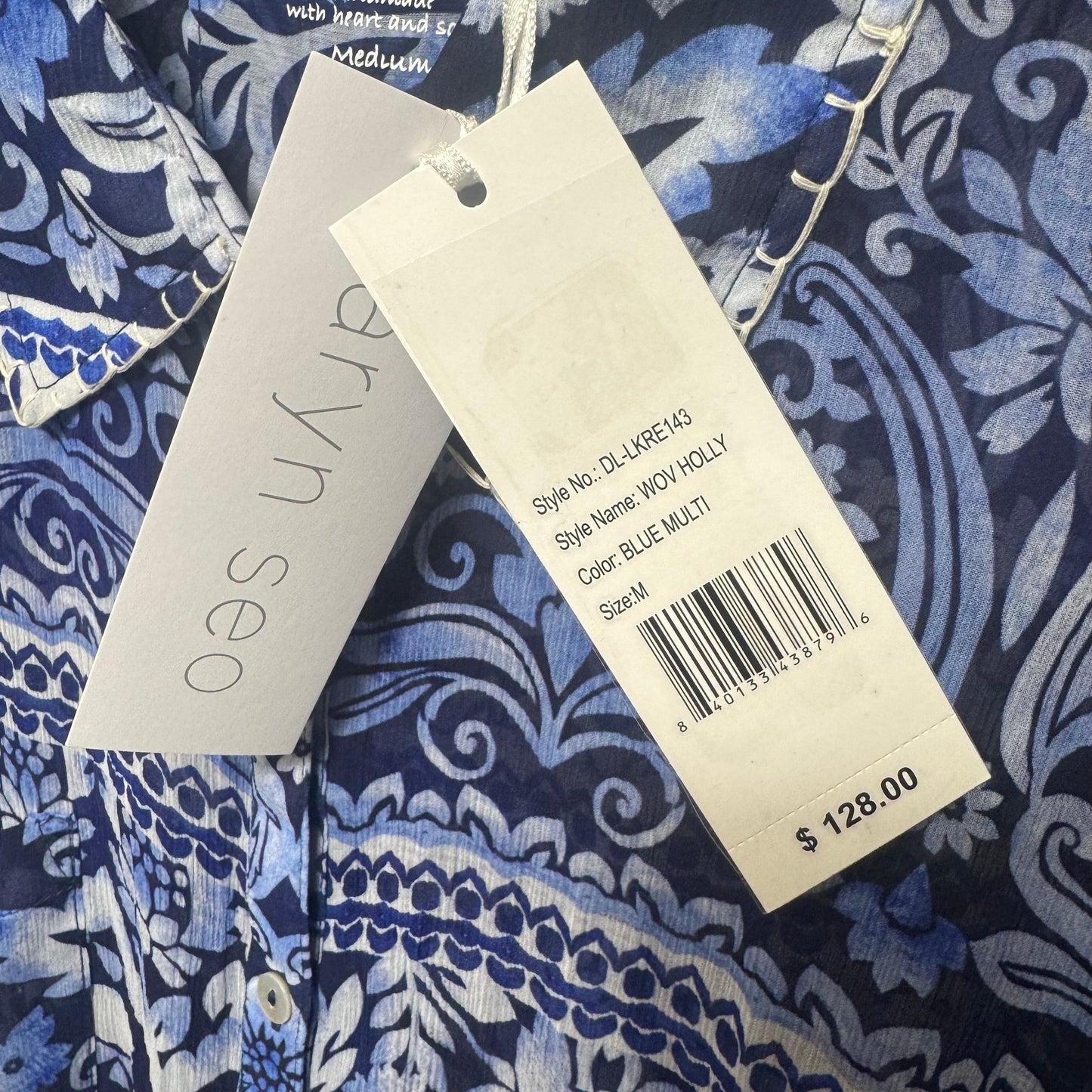 WOV HOLLY Top Long Sleeve By karyn seo In Blue Multi, Size: M