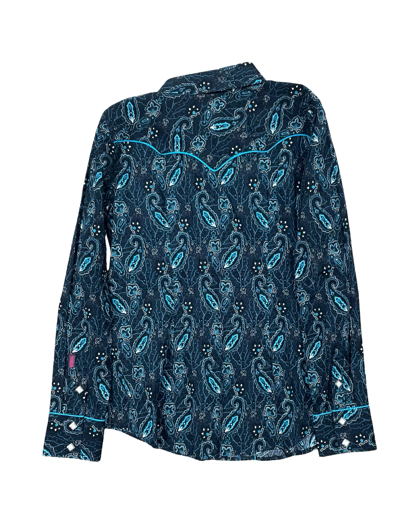 Blouse Ls By Rock & Roll In Black & Blue, Size:L