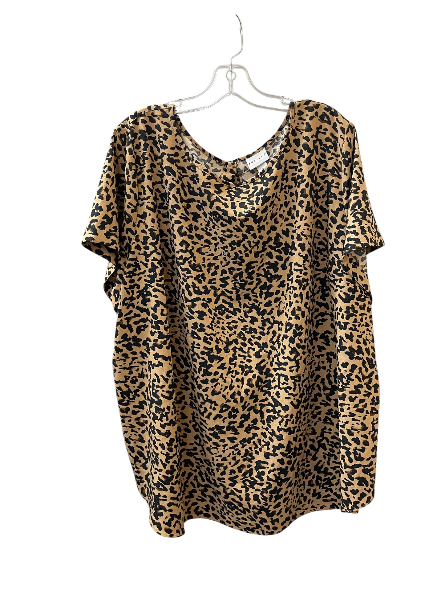 Blouse Ss By Ava & Viv In Animal Print, Size:3X