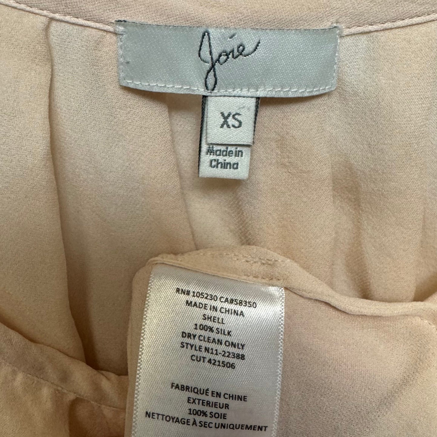 Berkeley Matte Silk Blouse By Joie In Peach, Size: XS