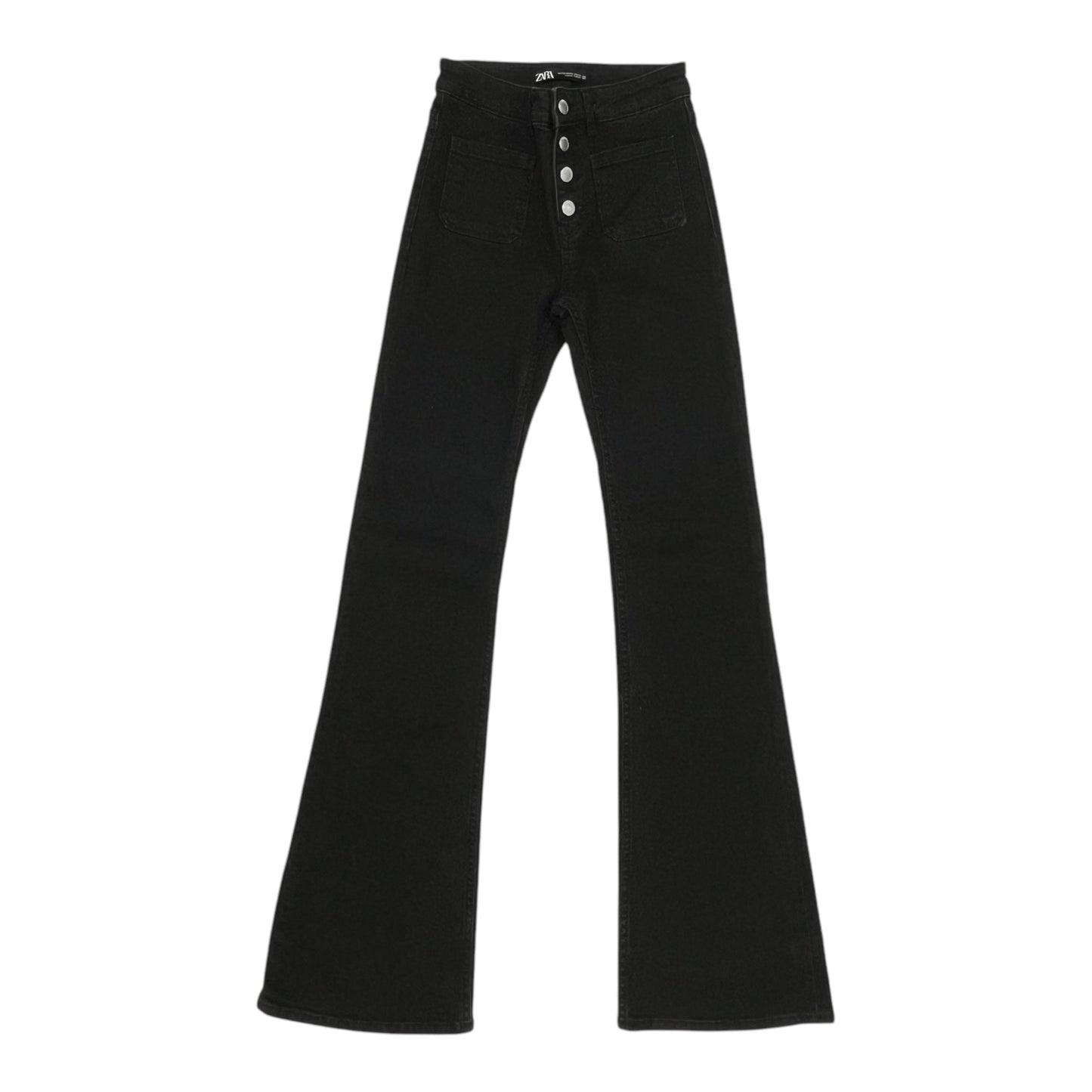 Jeans Flared By Zara In Black Denim, Size:2