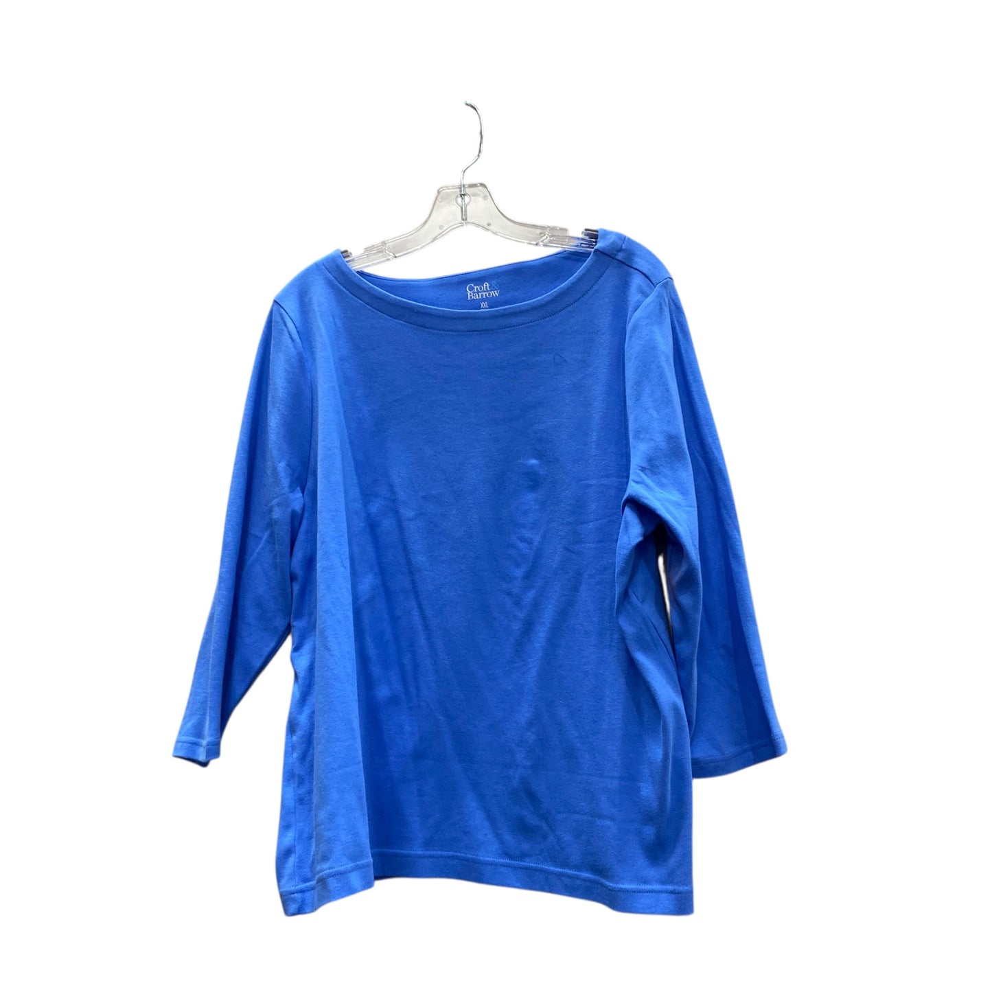 Top 3/4 Sleeve By Croft And Barrow In Blue, Size:1X