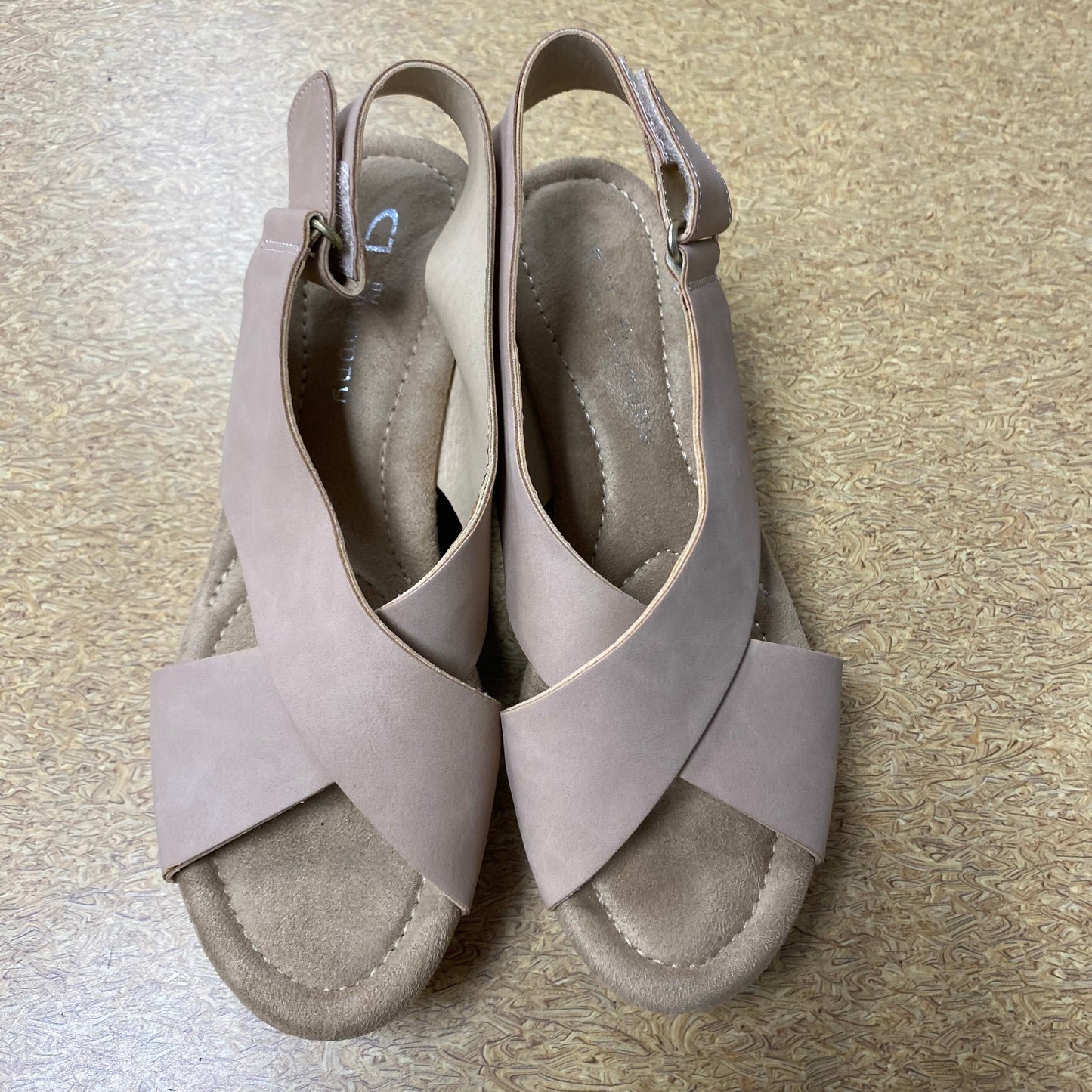 Sandals Heels Wedge By Laundry In Tan, Size:8.5