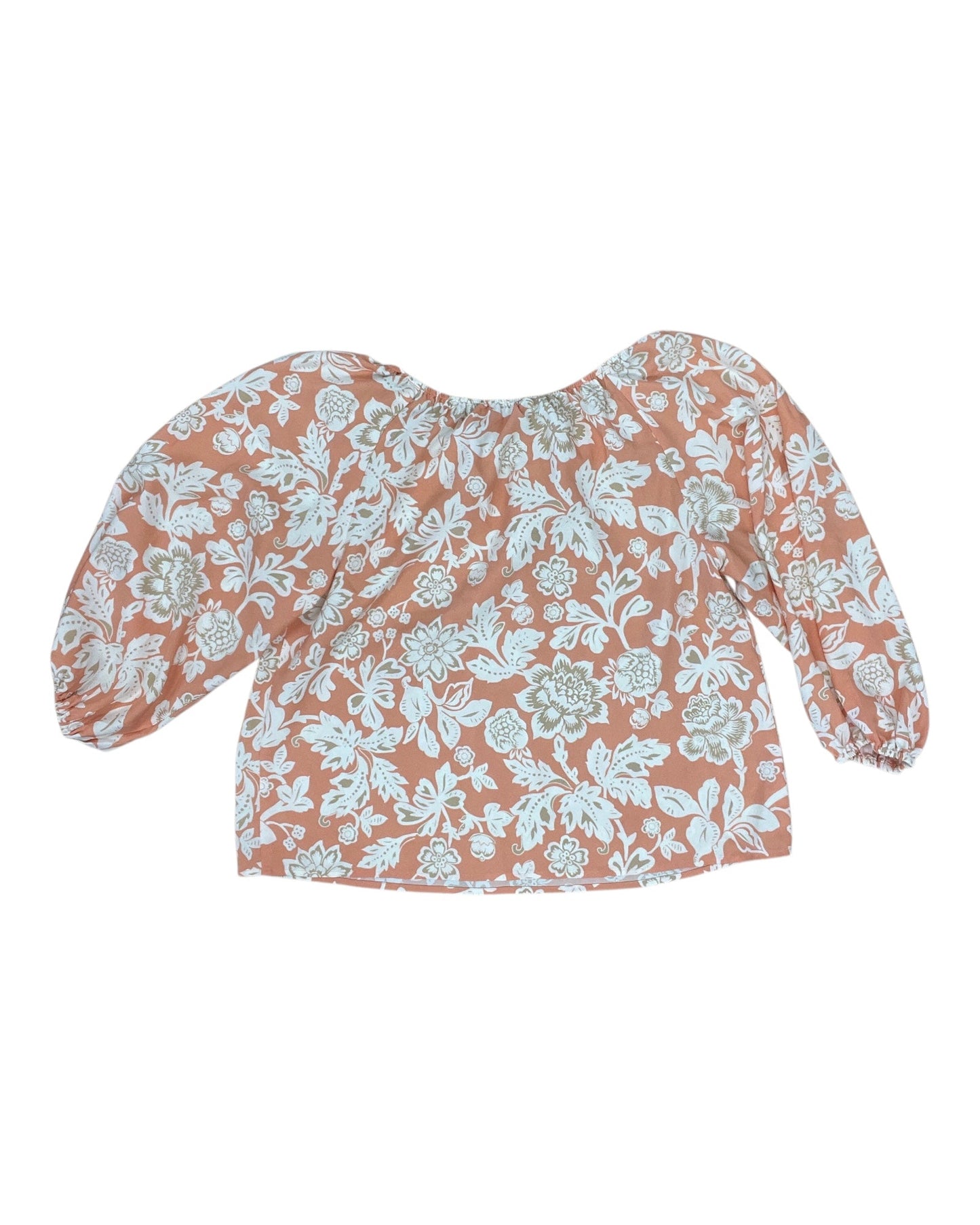 Top 3/4 Sleeve By Ann Taylor In Orange & White, Size:L