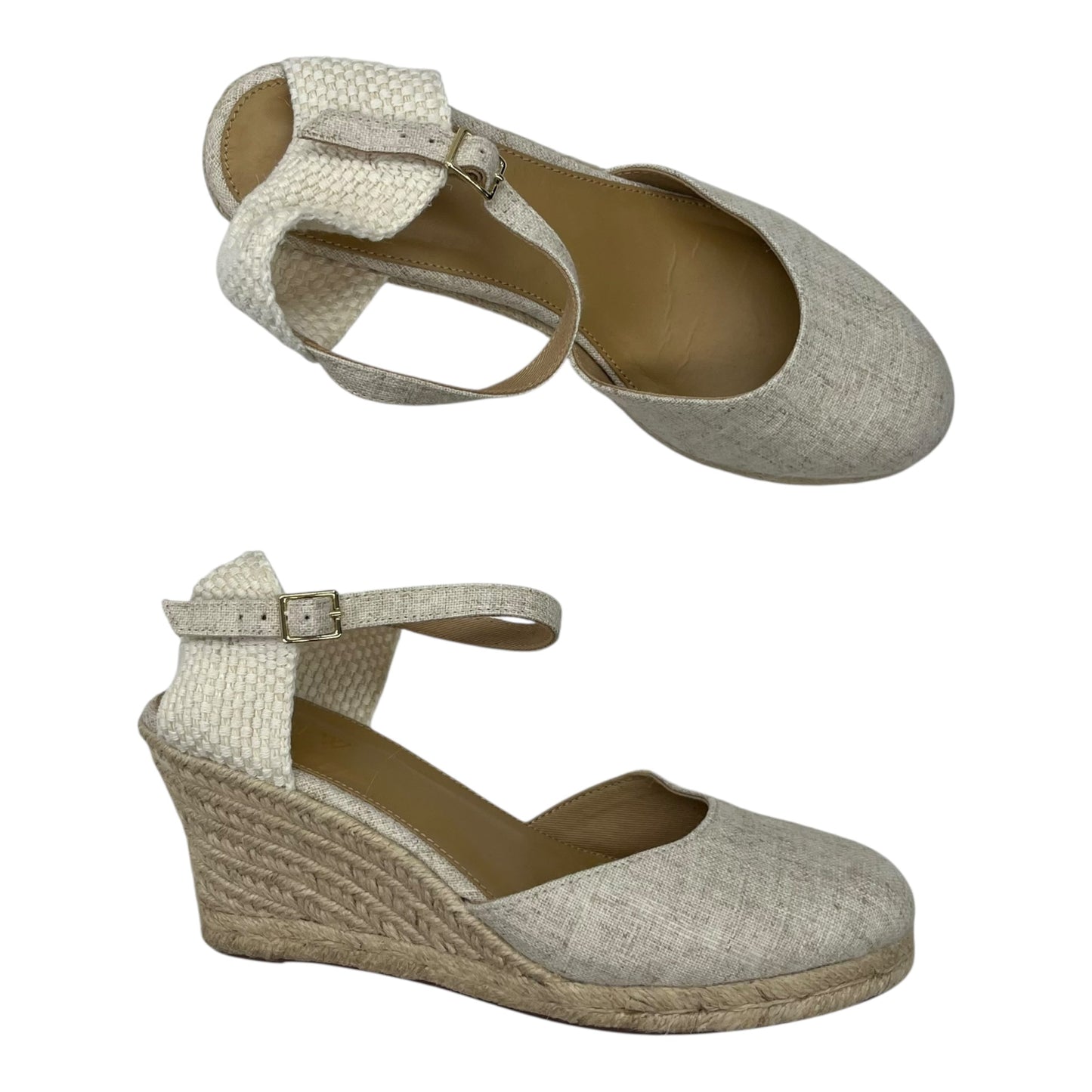 Sandals Heels Wedge By J. Crew In Cream, Size:8