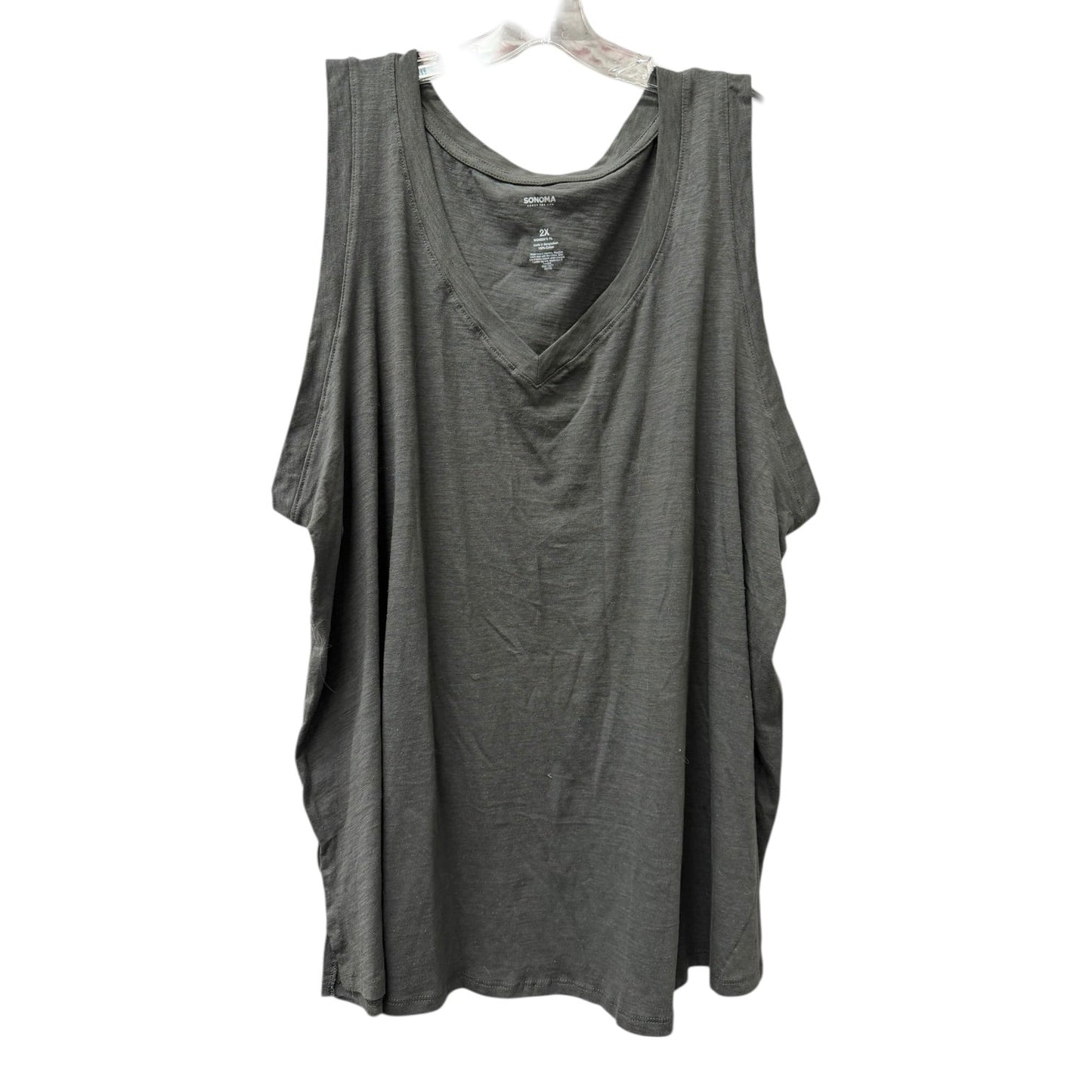 Top Sleeveless By Sonoma In Grey, Size:2X