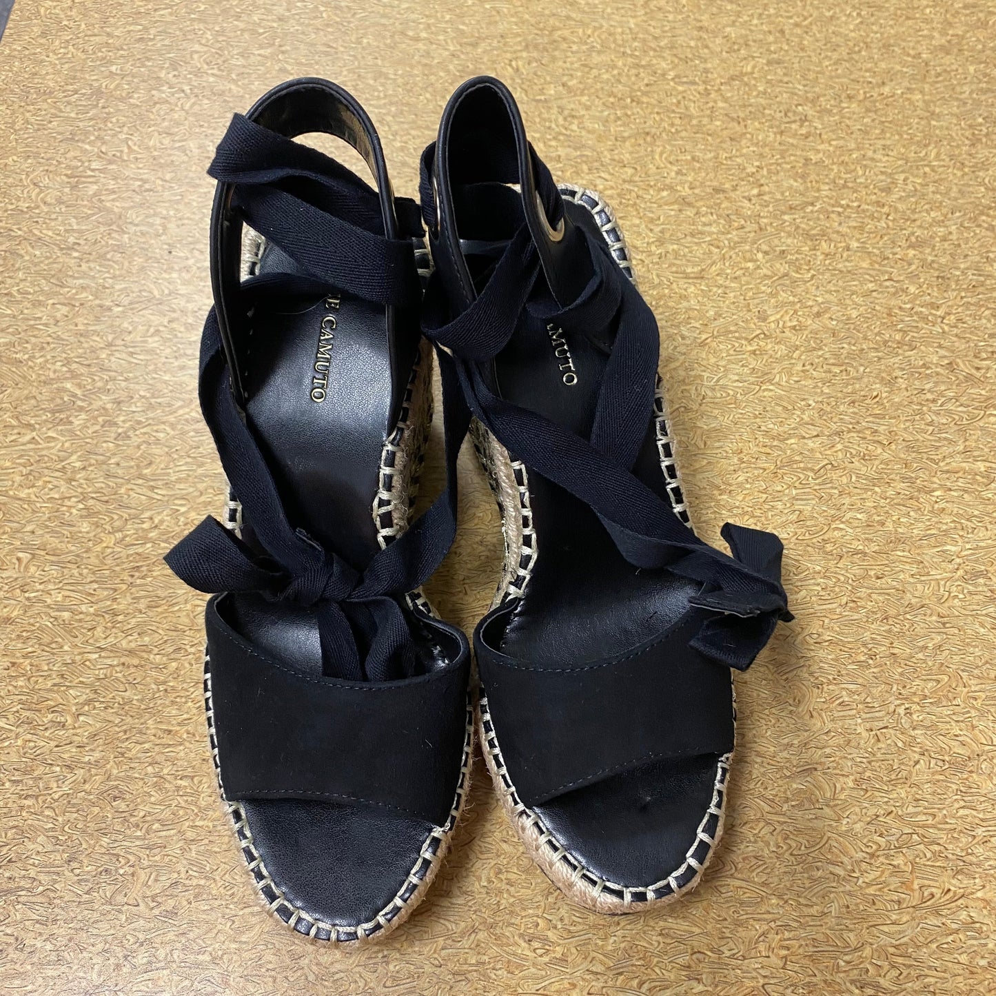 Sandals Heels Platform By Vince Camuto In Black, Size:7.5