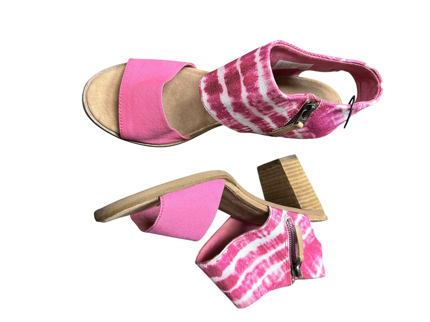 Sandals Heels Block By Toms In Brown & Pink, Size:10