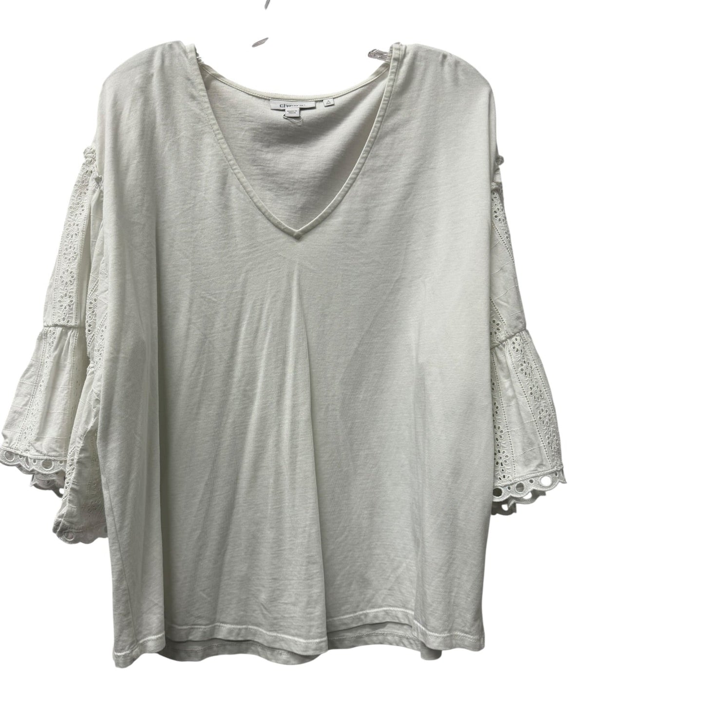 Top 3/4 Sleeve By Chicos In White, Size:1X