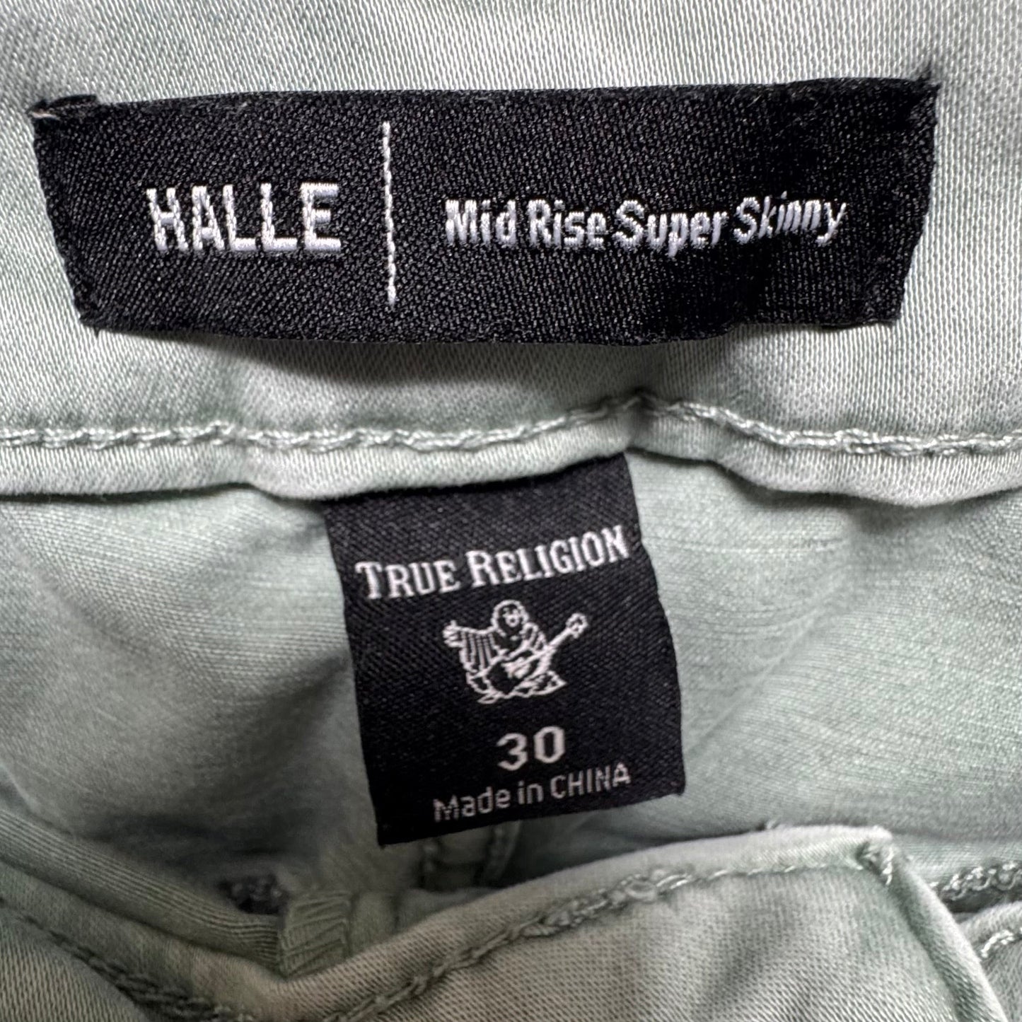 Halle Mid Rise Super Skinny Pants By True Religion In Green, Size: 10/30